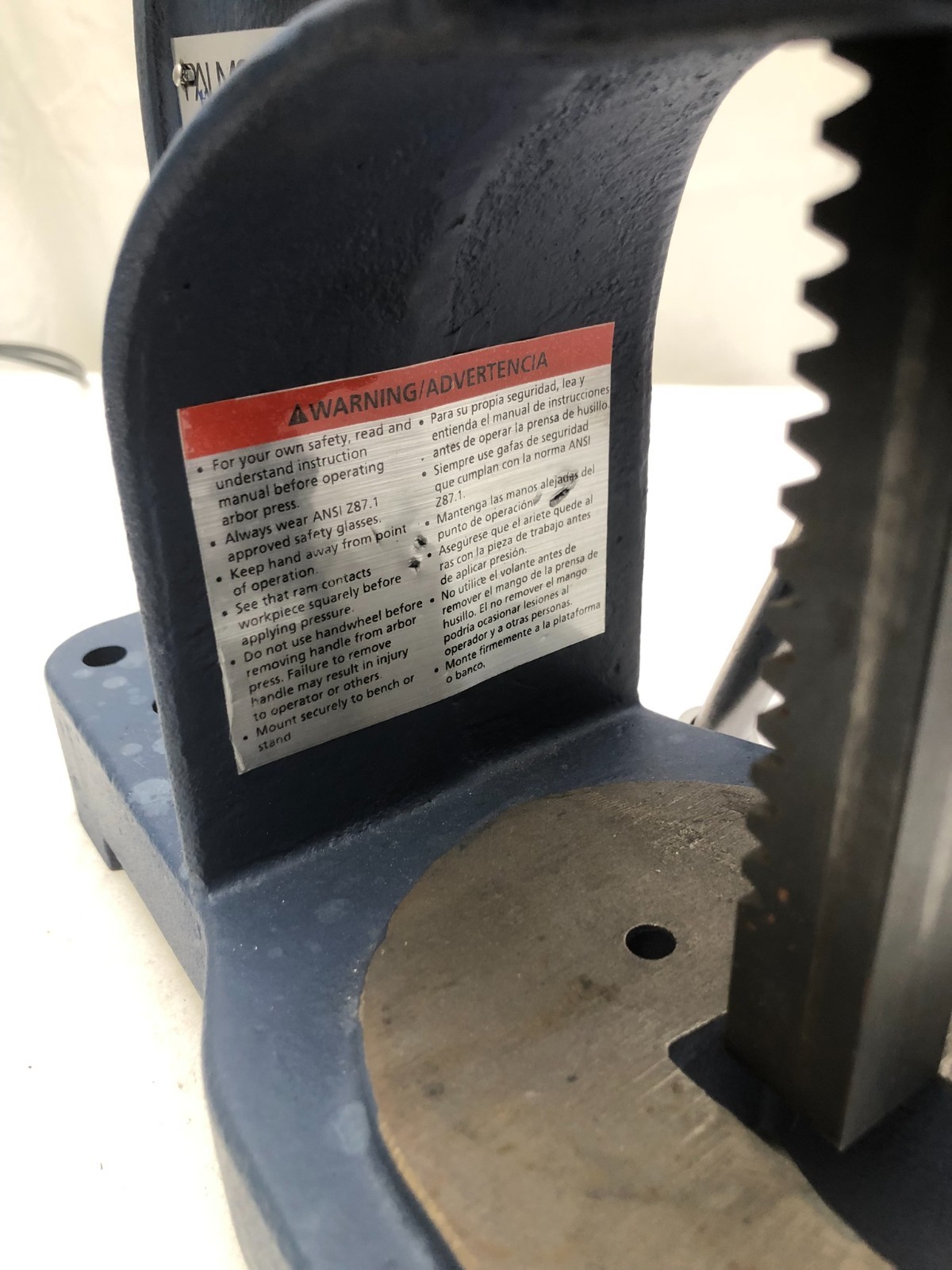 Palmgren 1/2 Ton Arbor Press N00 Manual Hand Desktop Punch Press Part 9661051