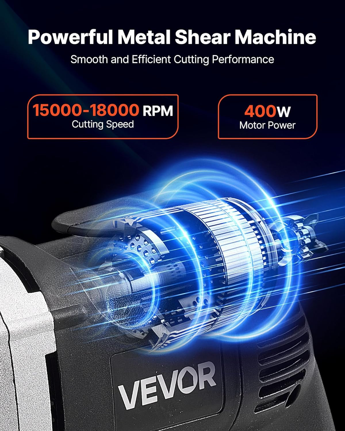 Electric Metal Shear, 4.0-Amp Corded Sheet Metal Cutter with 360-Degree Swivel