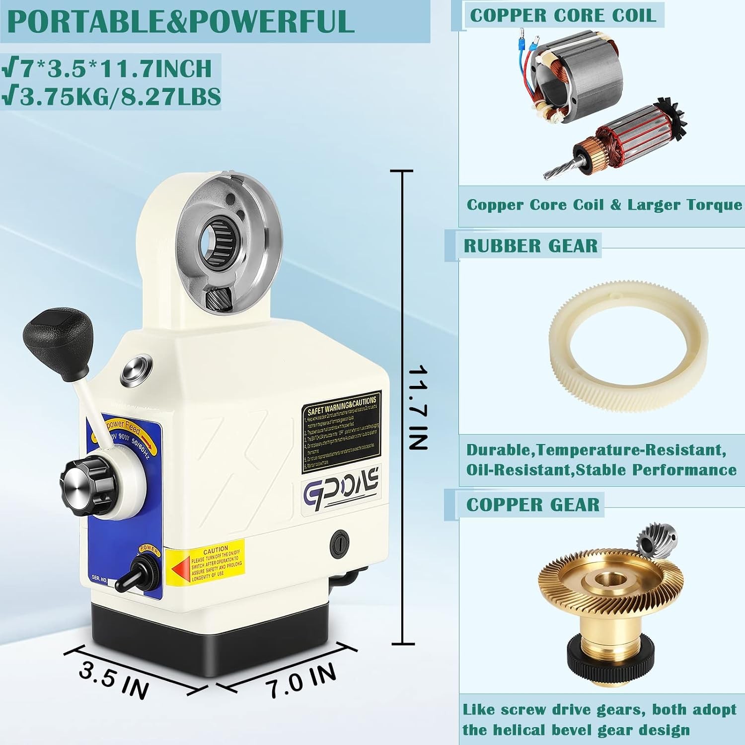 AL-460 Power Feed Z-Axis Milling Machine 460in-lb 0-200RPM