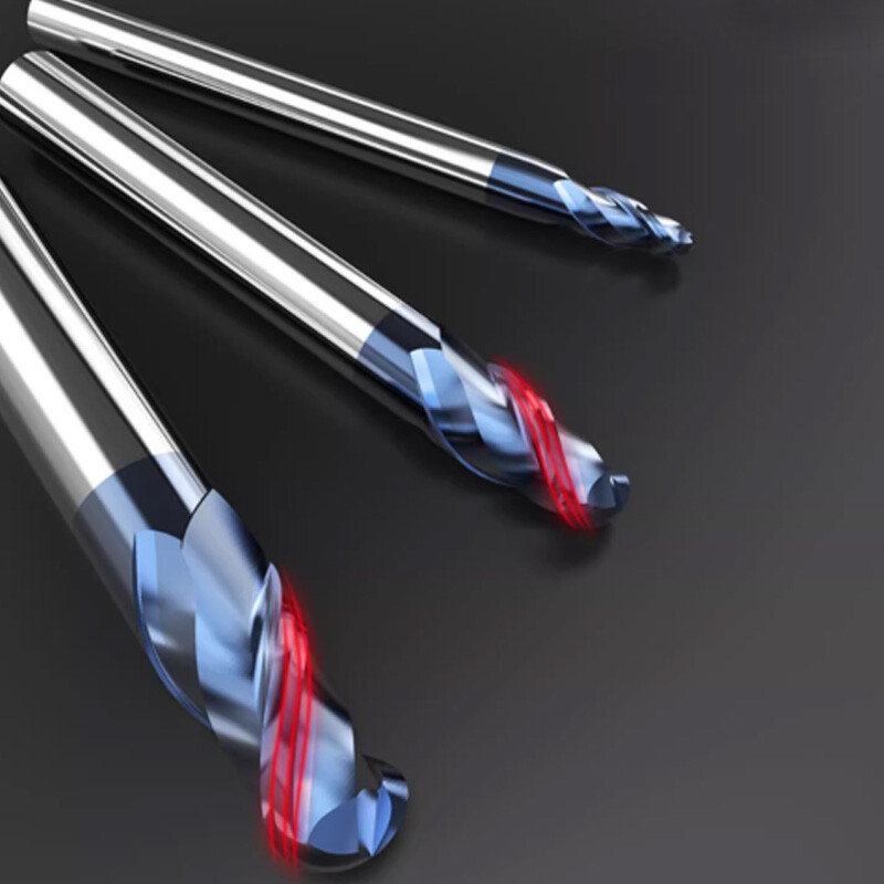 HRC45° 2 Flute Ball Nose End Mill Solid Carbide Milling Cutter Bit TiSiN Coating