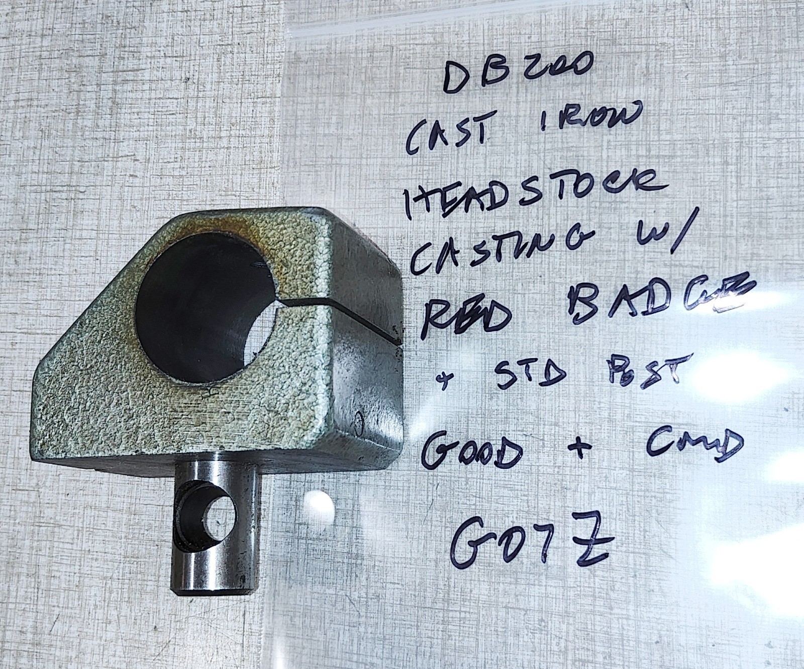 Emco Unimat DB200 Lathe Cast Iron Headstock Casting w/ Red Badge G07Z