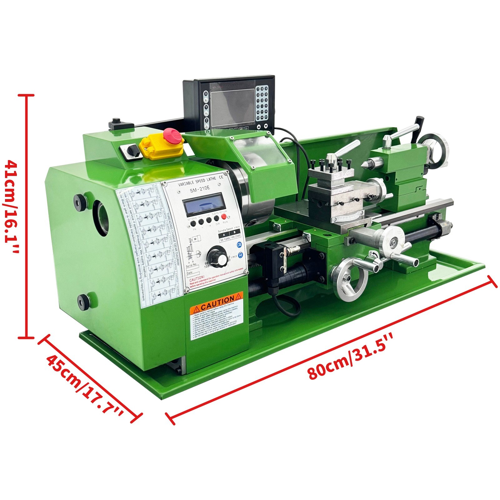 8”*16” Precision Instrument Metal Lathe Bench with Digital Grating Scale 110V