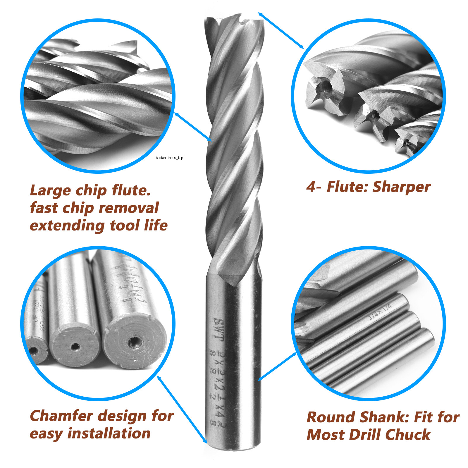 6pc HSS CNC 4 Flute Spiral Bit End Mill Cutter 1/8 3/16 1/4 5/16 5/8 1/2″ in US