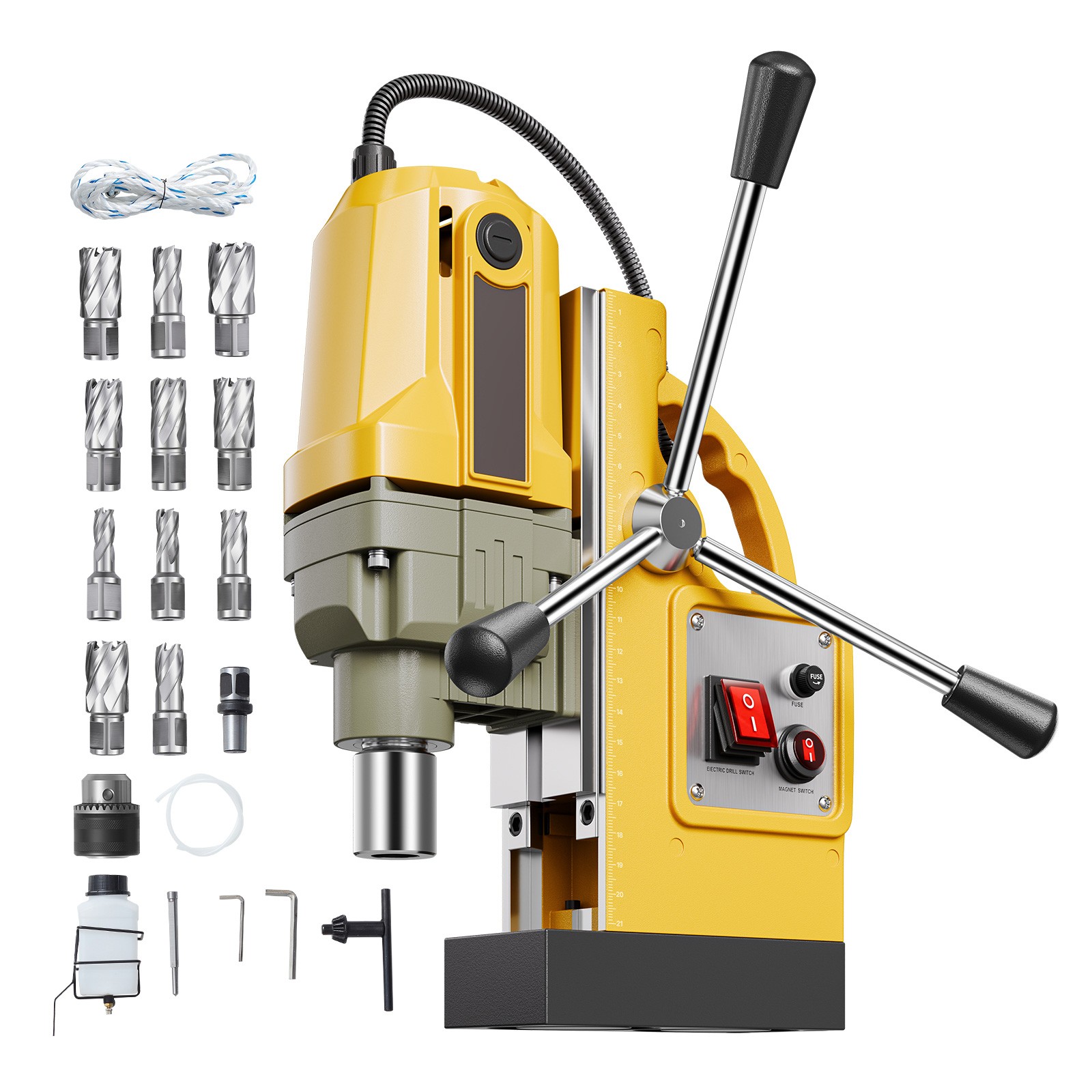 Uimoso 1400W Magnetic Drill Press, 1.6 in Bore, 2810 lbf, Includes 11 Bits