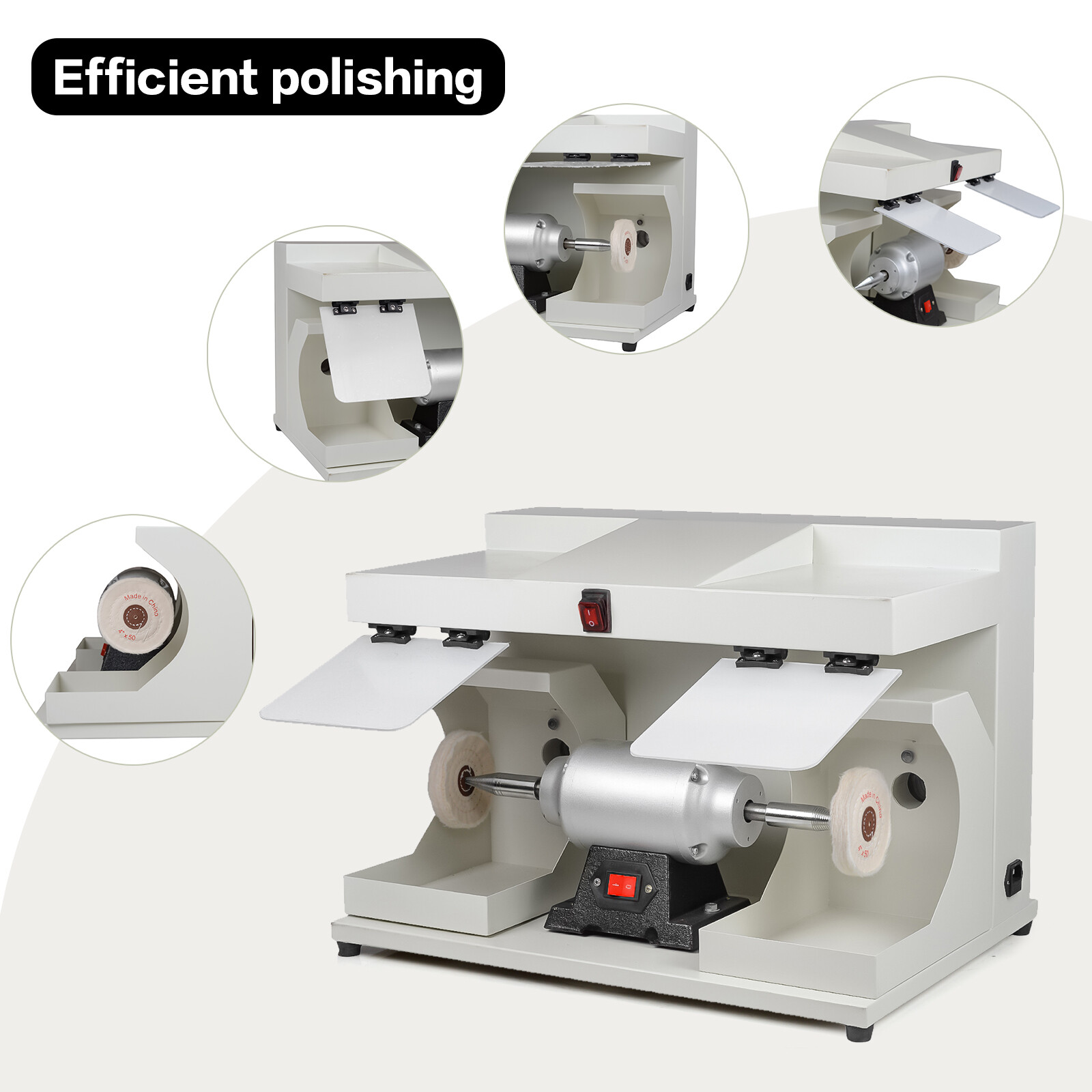 550W Large Space Bench Grinder Dental Polishing Buffing Machine 2800RPM with LED