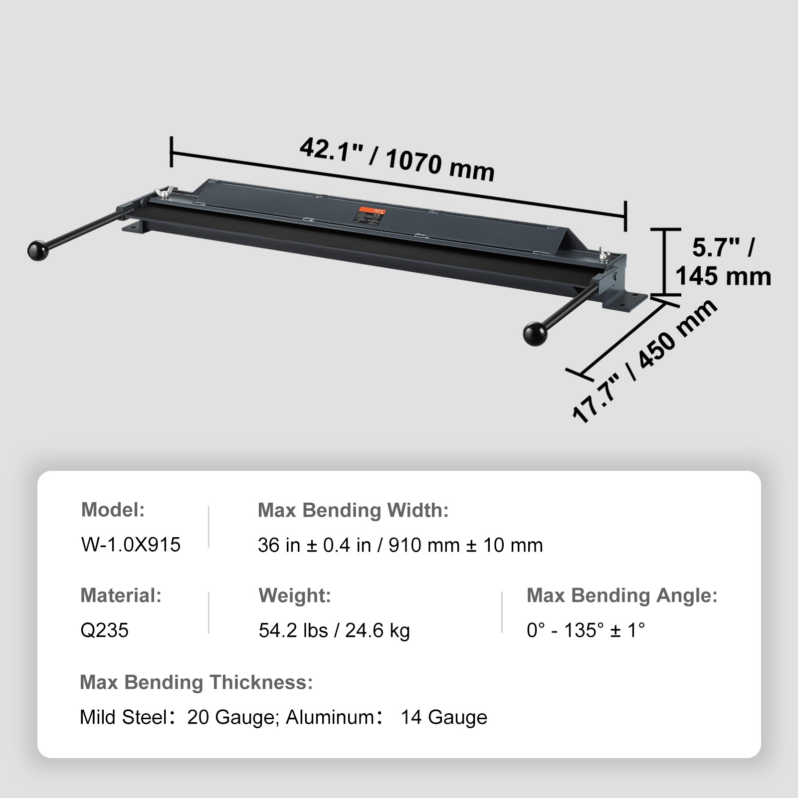 VEVOR 36 in Box And Pan Brake 0-130° Sheet Metal Bending Brake 14 Gauge Bender