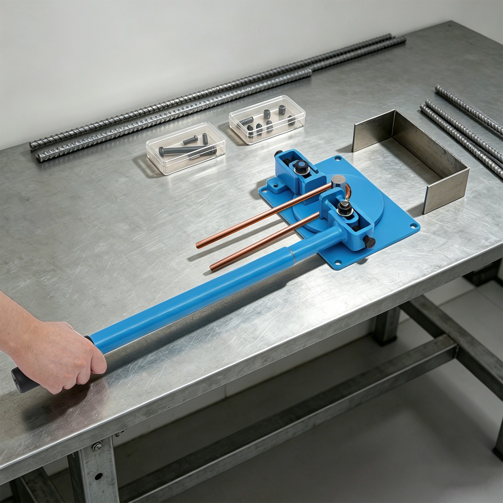 Blue Manual Rebar Bender,Max. 200° Metal Rod Bar Bender, Rebar Bending Machine