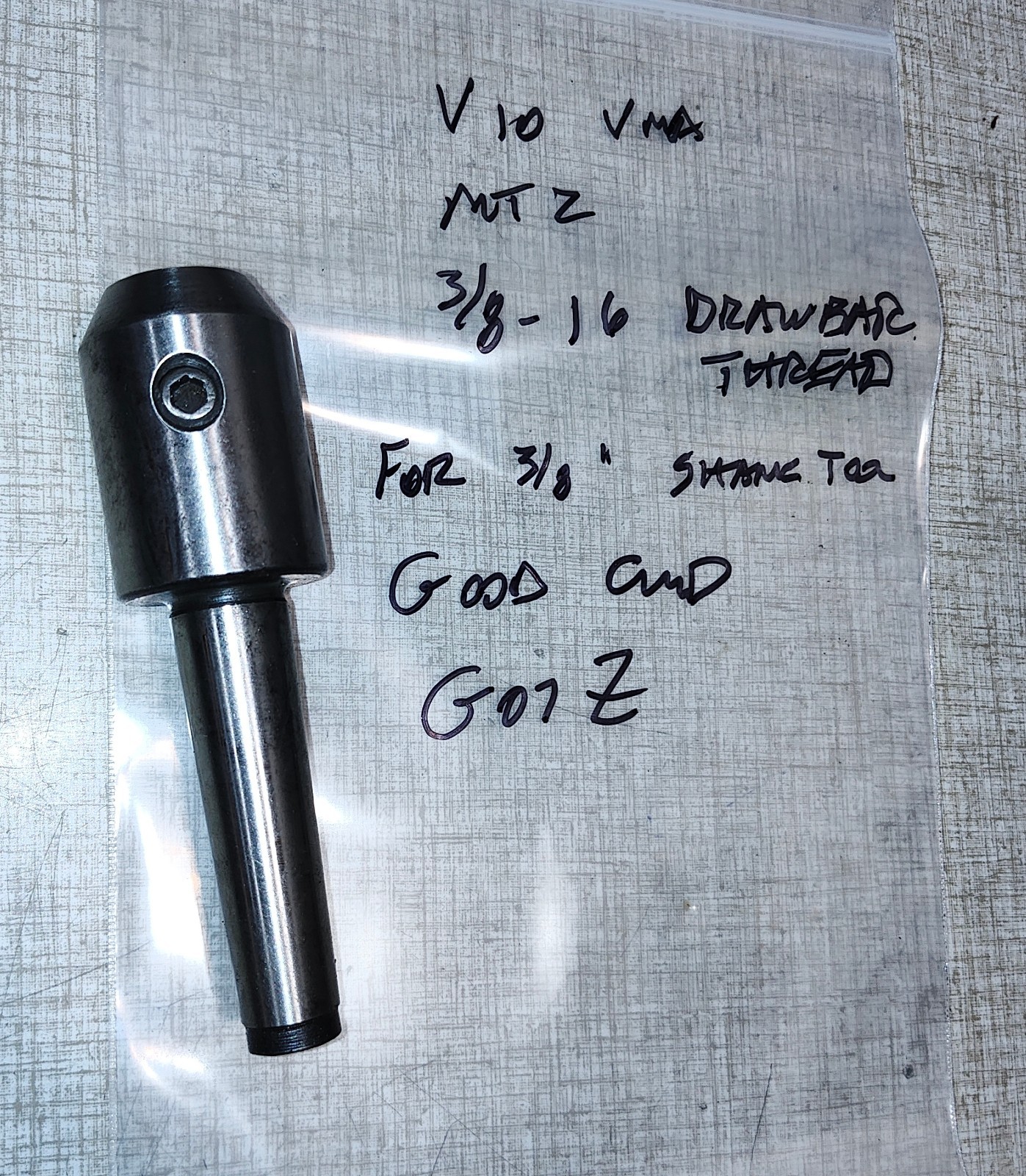 Emco Maximat V10 V10-P Lathe: 3/8″ Tool Holder MT2 3/8″x16 Drawbar Thread G07Z