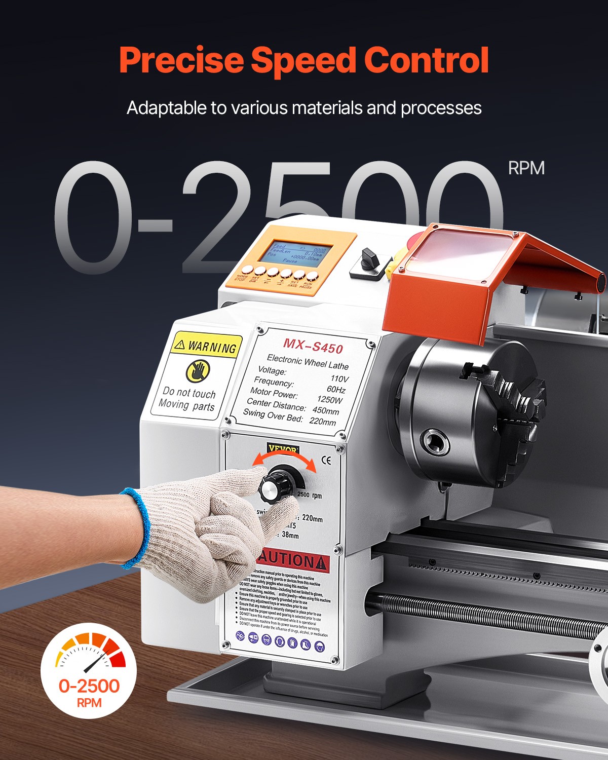 Metal Lathe Machine 8.7 x 18 in Precision Bench Power Metal Lathe Automatic Feed