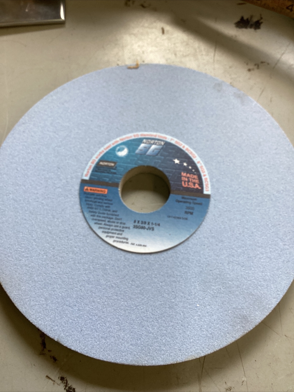 Norton SG 8”x3/8”x1-1/4”,maxrpm3600,#3SG80-JVS