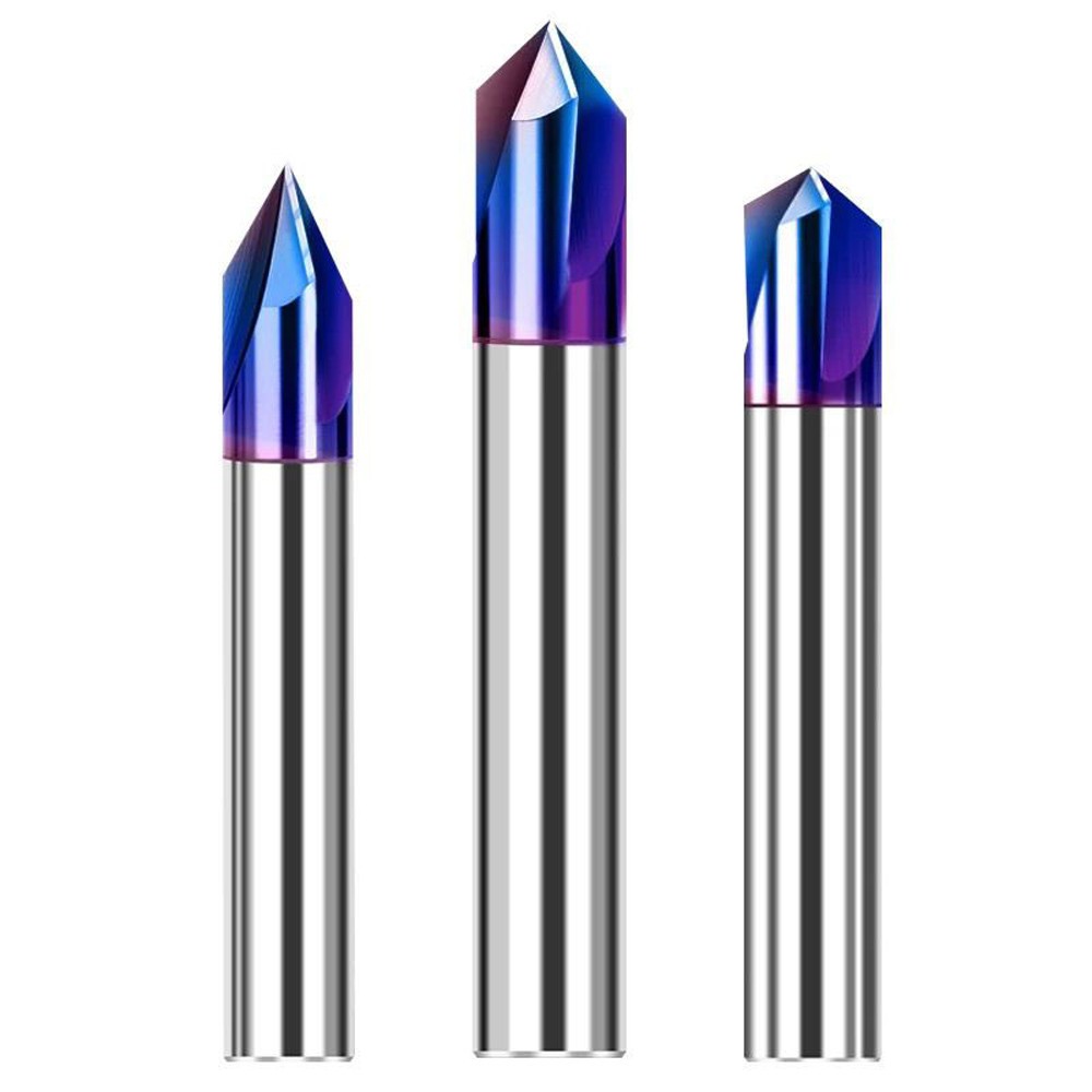 3mm-12mm HRC65 3 Flute Solid Carbide Chamfer Mill 60 90 120 Degree – Nano Coated