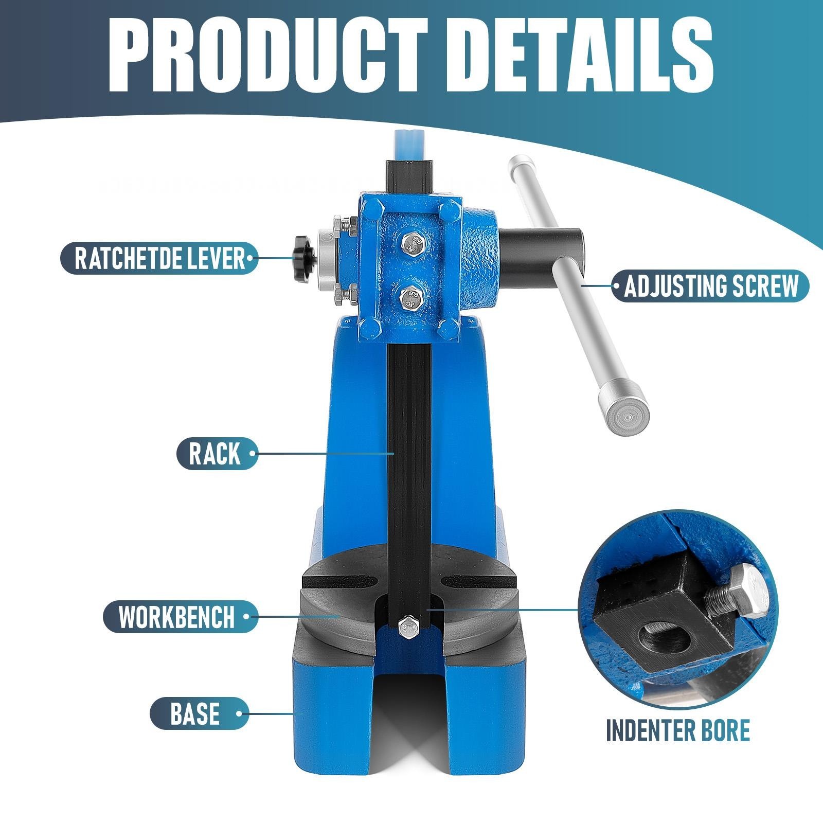 Heavy Manual Desktop Arbor Press, Cast Iron Precision Hand Press, for Stamping