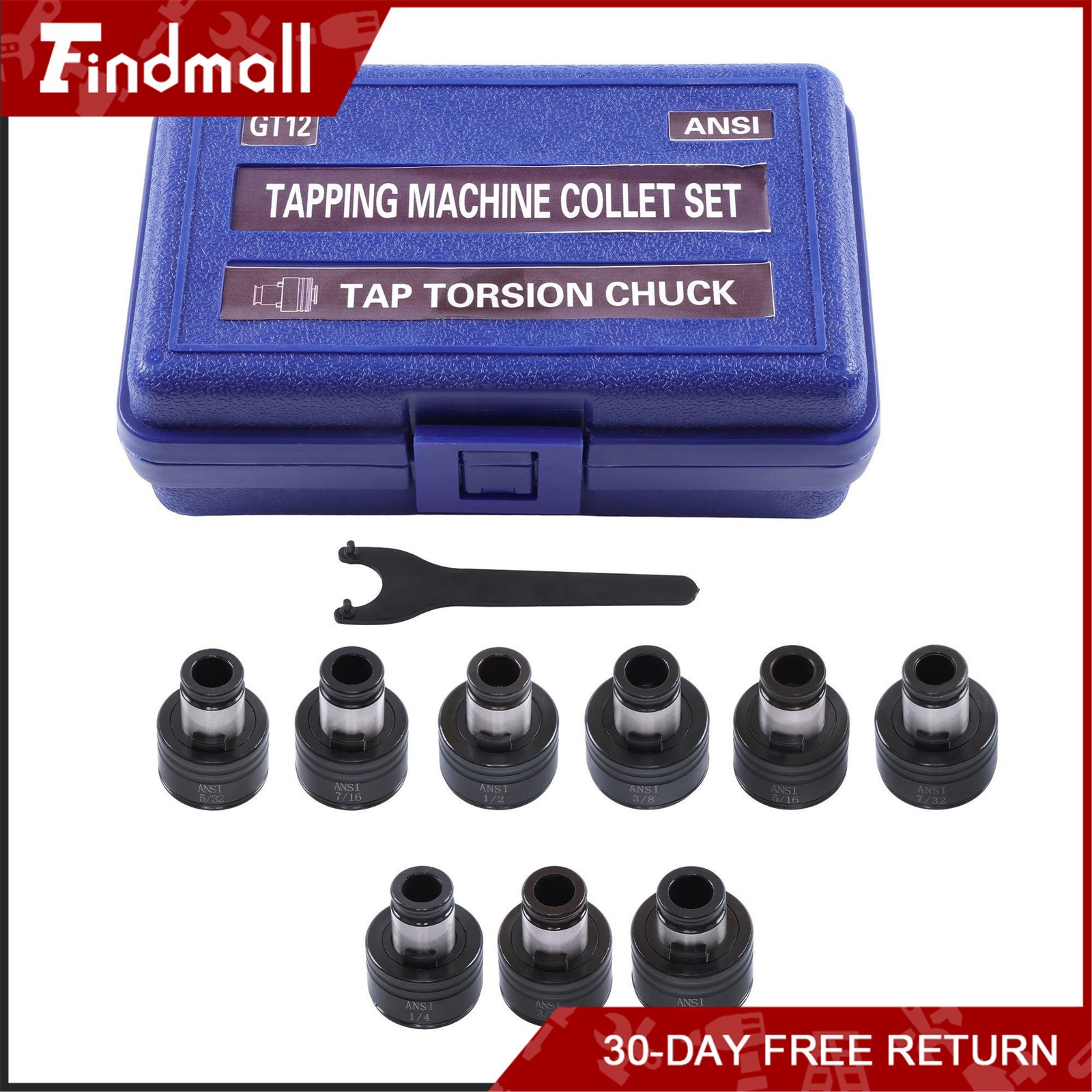 Findmall GT12 Tapping Collet Set 9Pcs 1/8″-1/2″ for Tapping Chuck