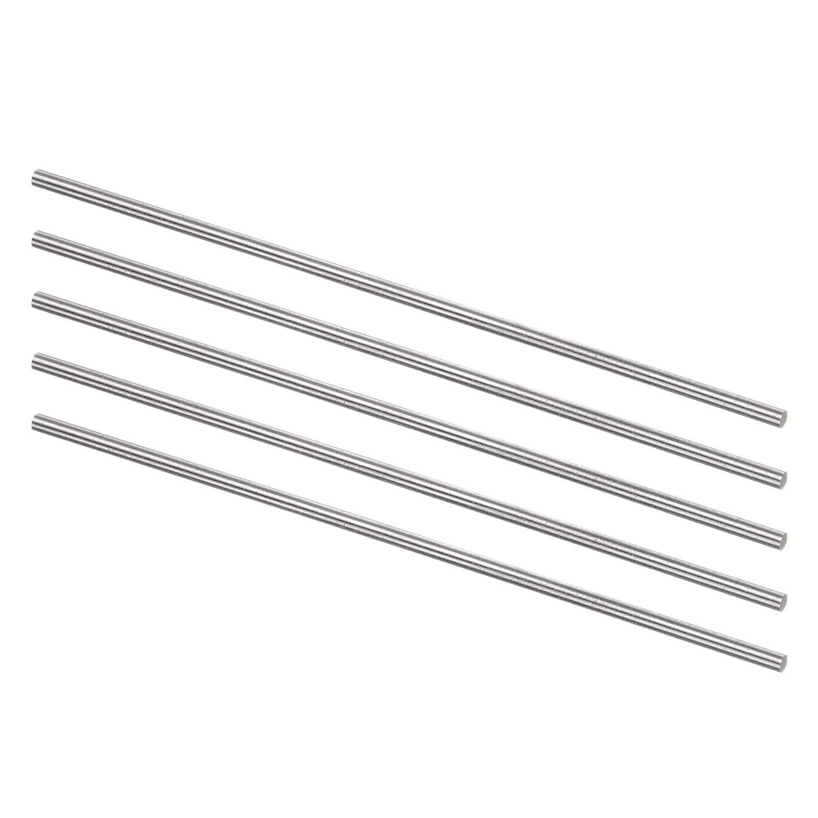 uxcell 5pcs Round Steel Metal Rods, 2.3mm x 100mm High x 100mm, Silver