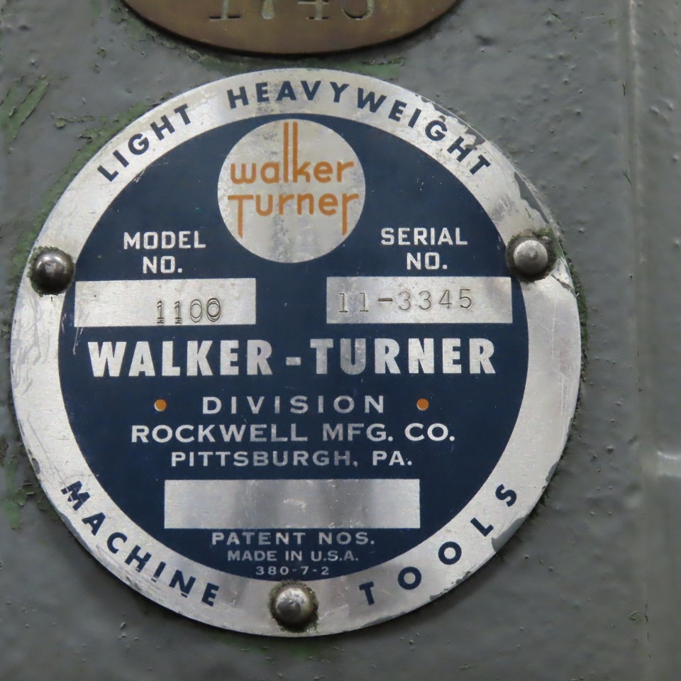 Walker Turner 1100 Variable Speed 20″ Vertical Drill Press 208-230/480V 3Ph 1Hp