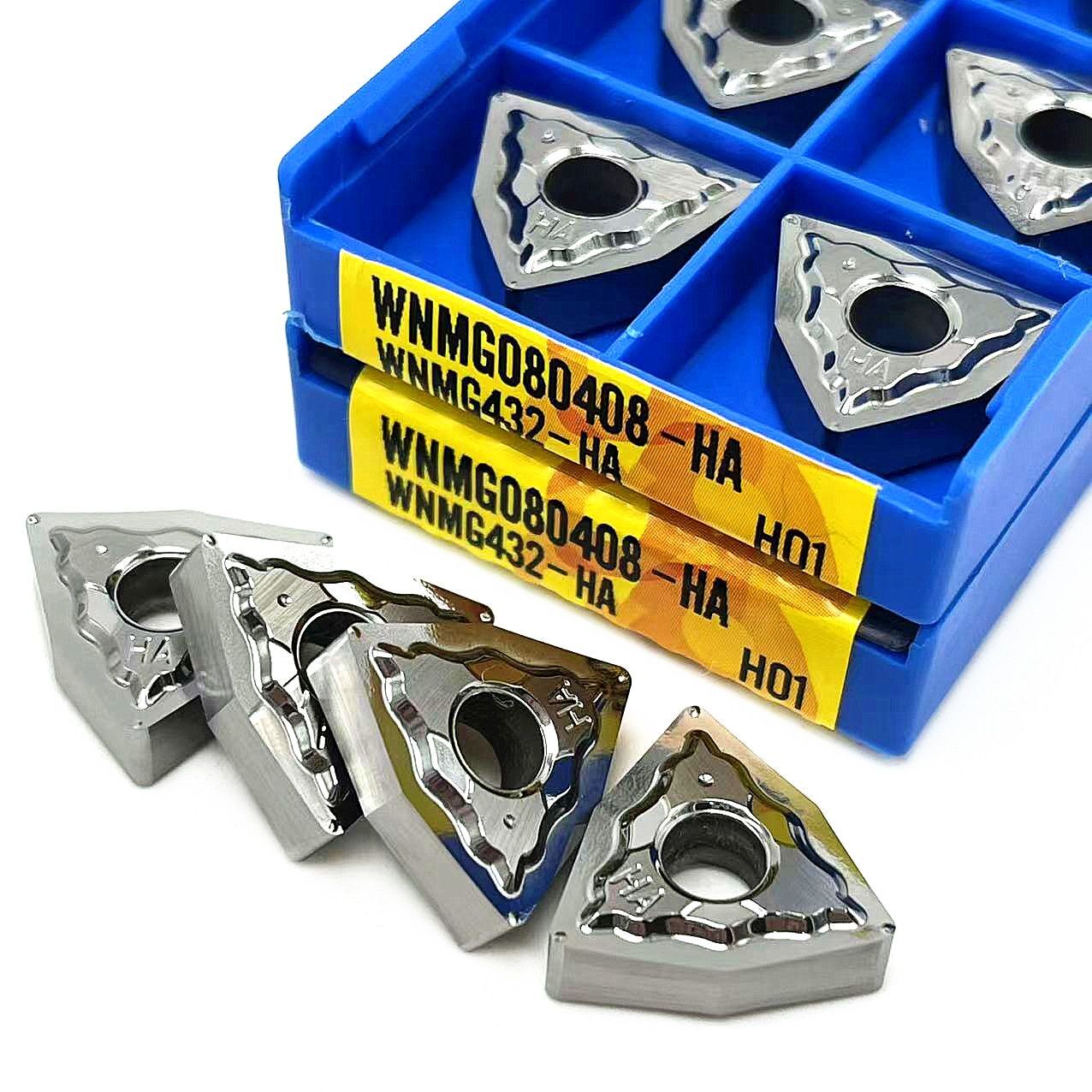 10pcs Carbide Insert Aluminum Lathe External Turning Tool WNMG080402/408/404 H01