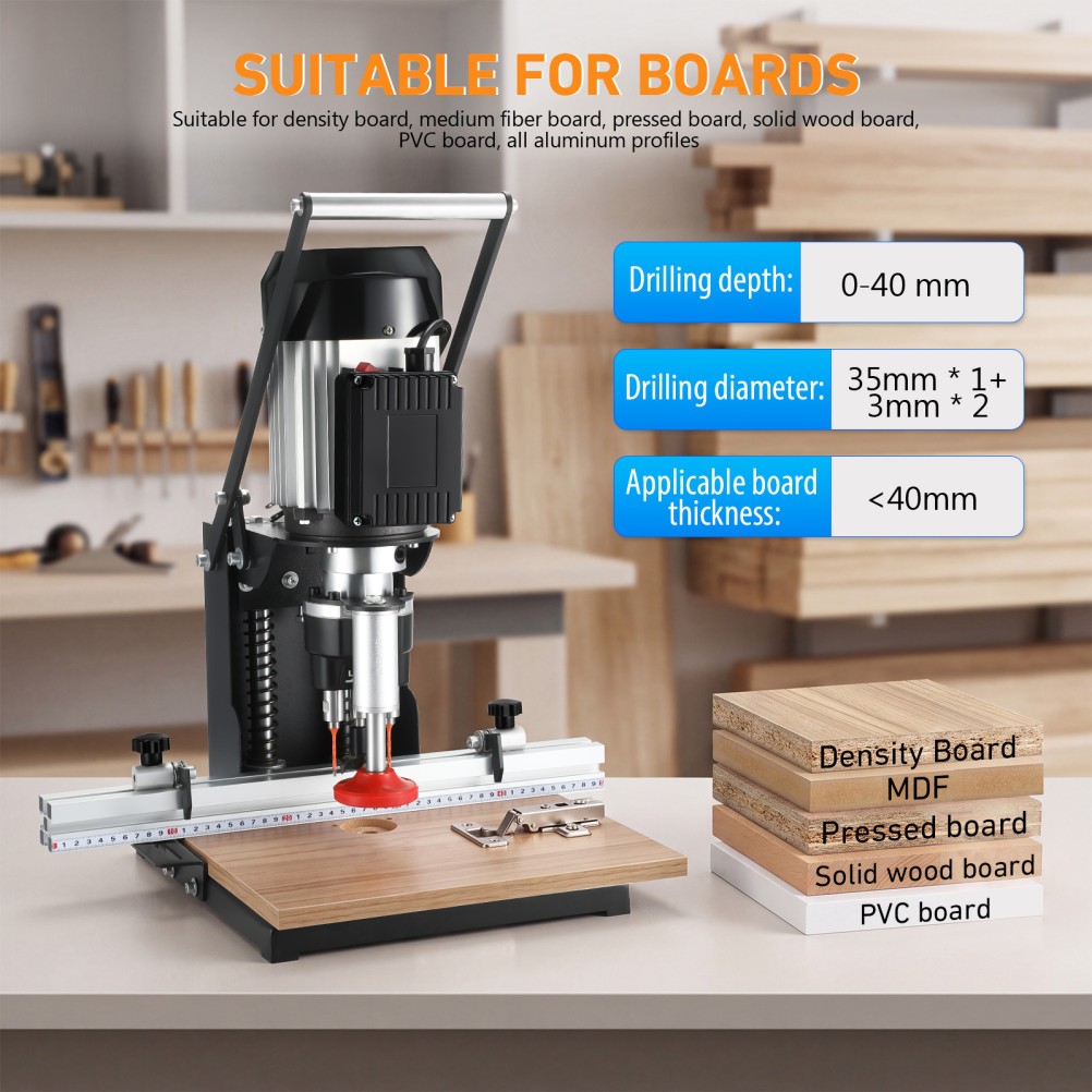 TOYANDONA 45-9.5mm&48-6mm Manual Hinge Drilling Machine Woodworking Boring 1100W