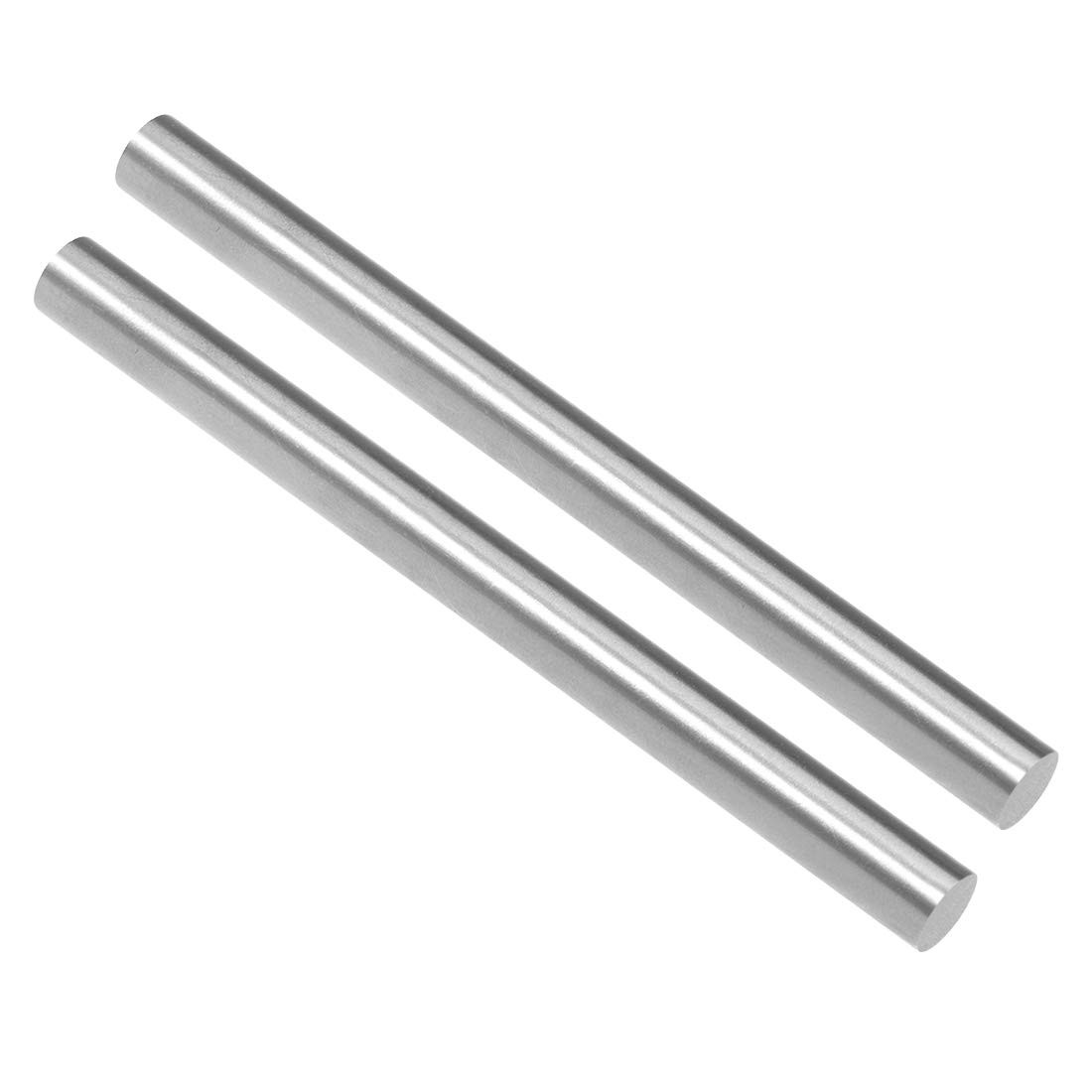 uxcell 2pcs Round Steel Metal Rods, 8mm x 100mm High x 100mm, Silver