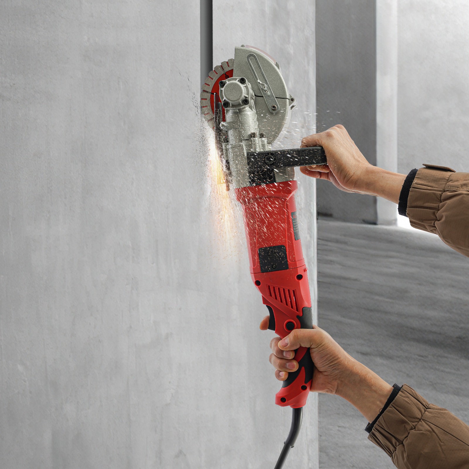 Red Electric Wall Groove Cutting Machine, Slotting Machine, Concrete Wall Chaser
