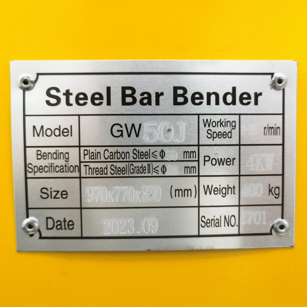 GW 50J Industrial Rebar Bender Machine Bends 6-50mm Rebar, 4KW Copper Motor 180°