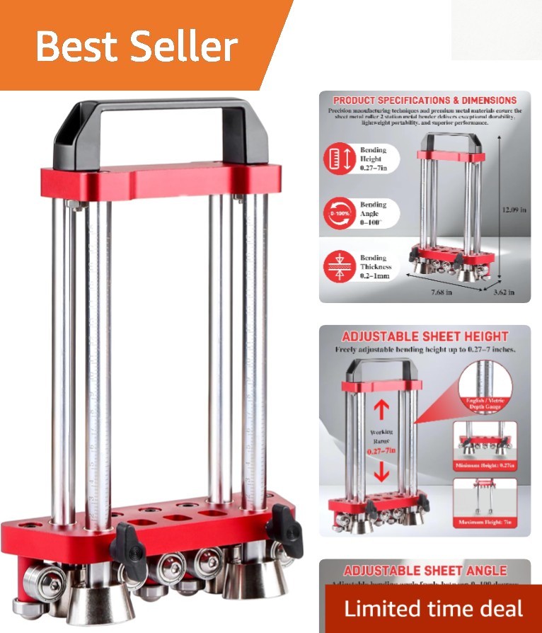 Lightweight 2-Station Metal Bender with 0.27–7 Inches Bending Height & Gauge