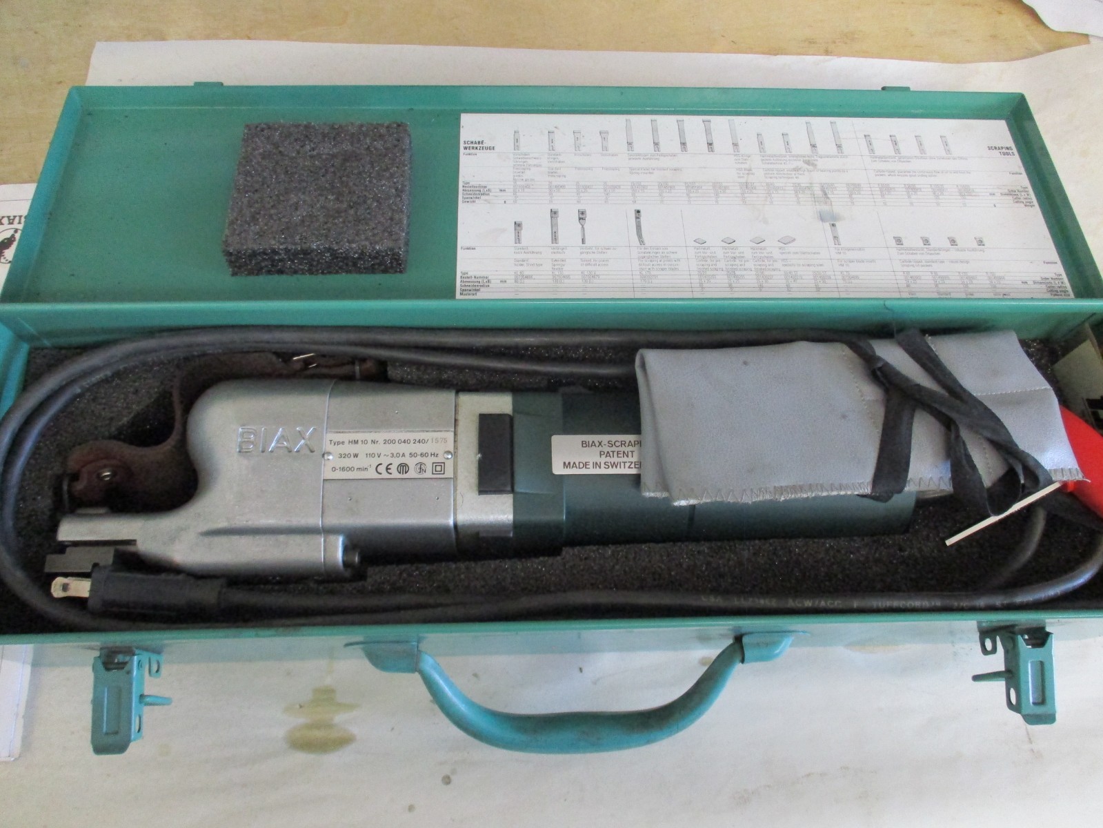 BIAX Scraper HM 10 Electric half Moon Case, basic tool pack, all Paperwork NICE!