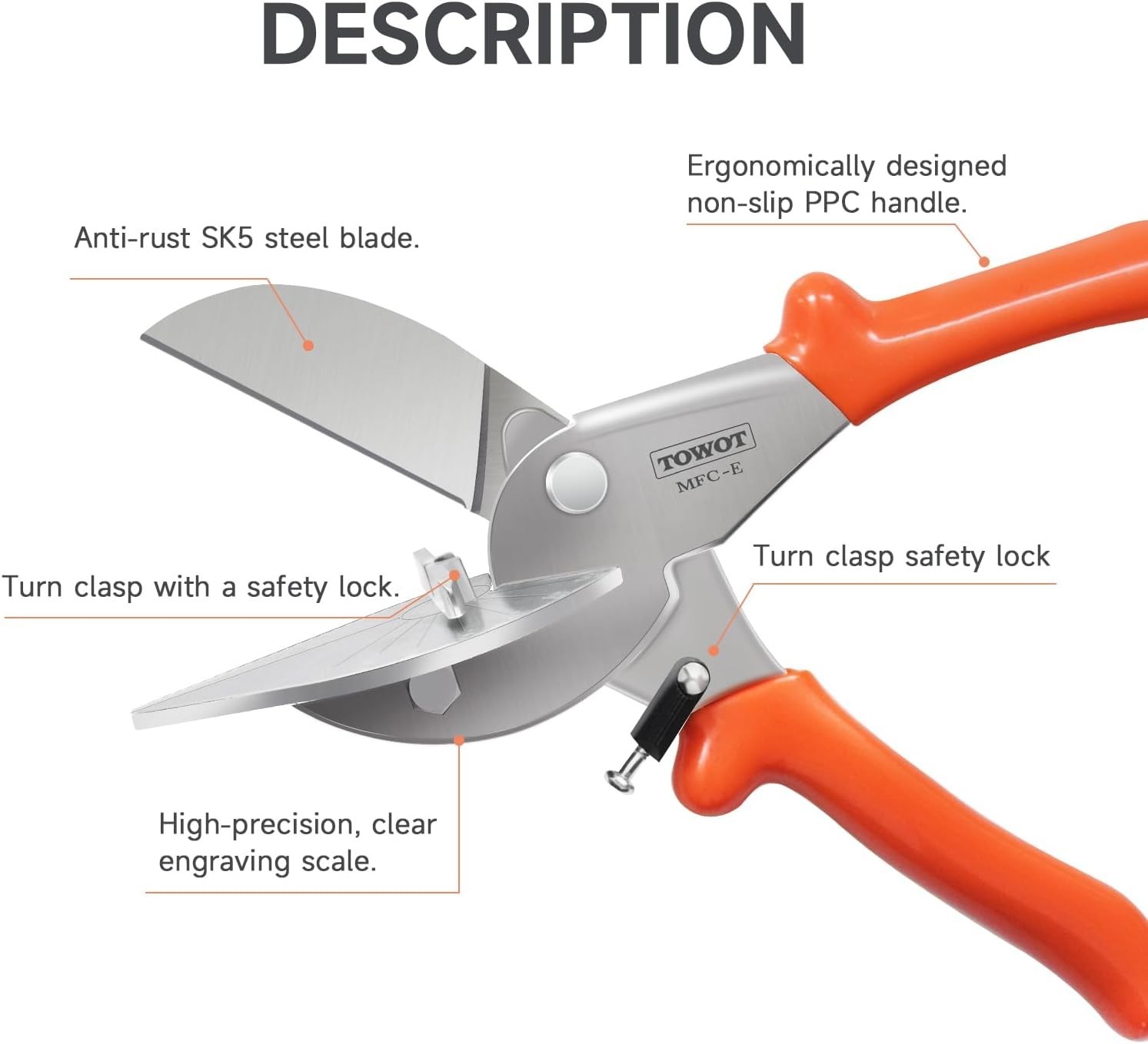 Durable Miter Shear with Adjustable Cutting Angle for Home Improvement Projects