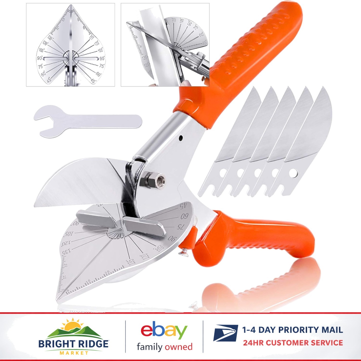 Multi Angle Miter Shear Cutter for 45 to 135 Degree Cuts with Replacement Blades