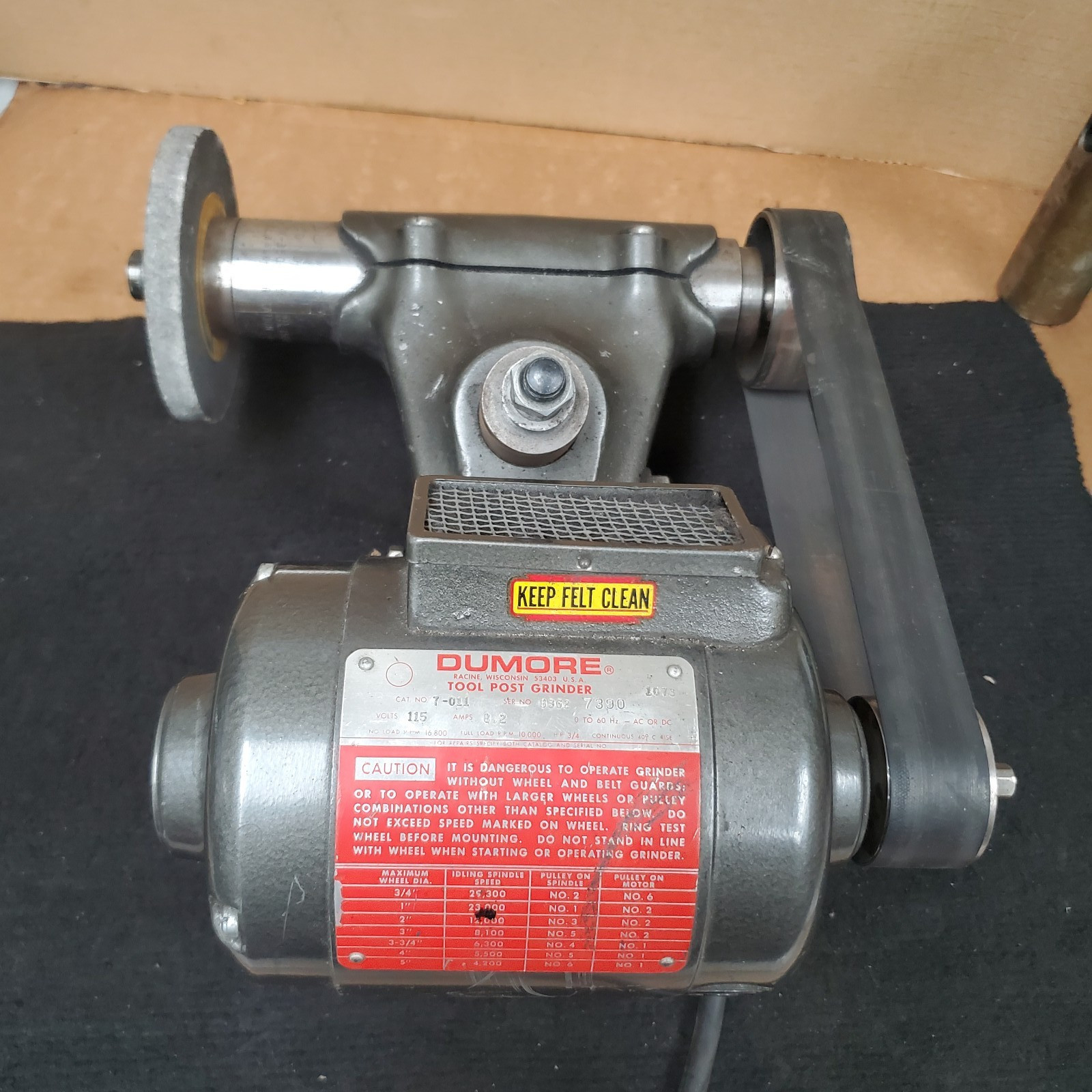 Dumore Tool Post Grinder With Case and grinding wheels
