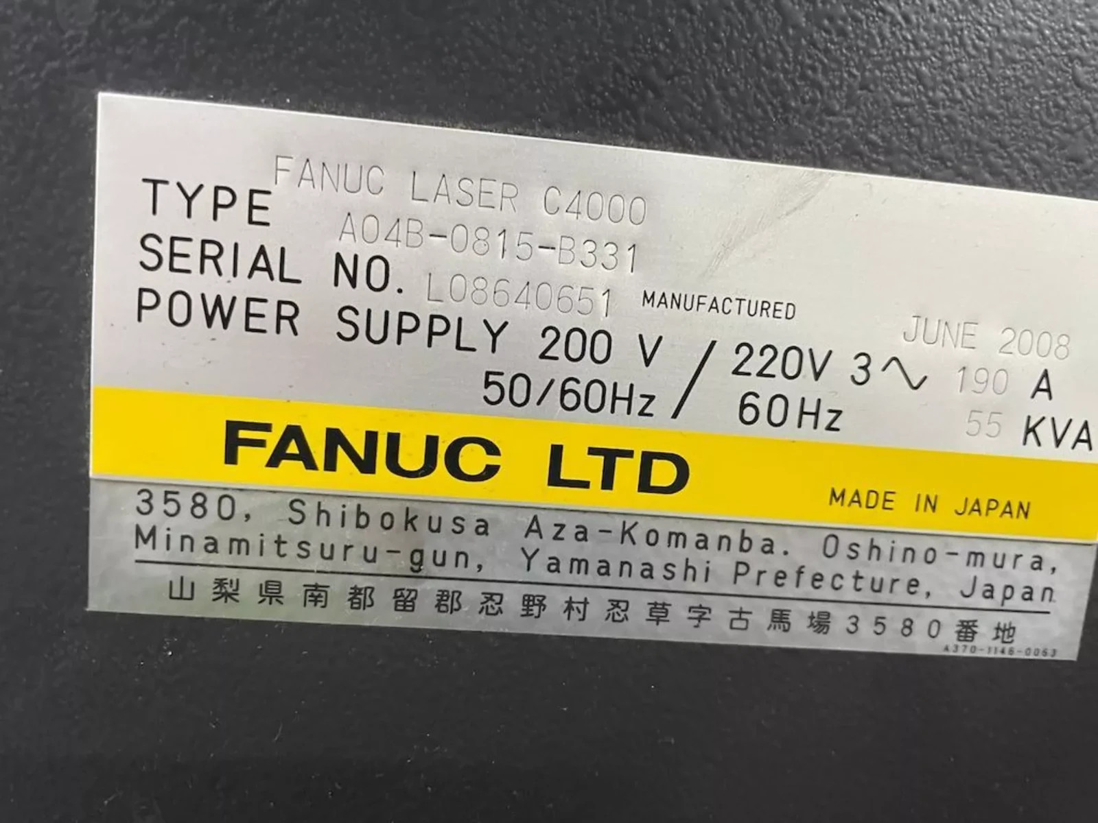 2008 Amada LC3015F1NT Laser