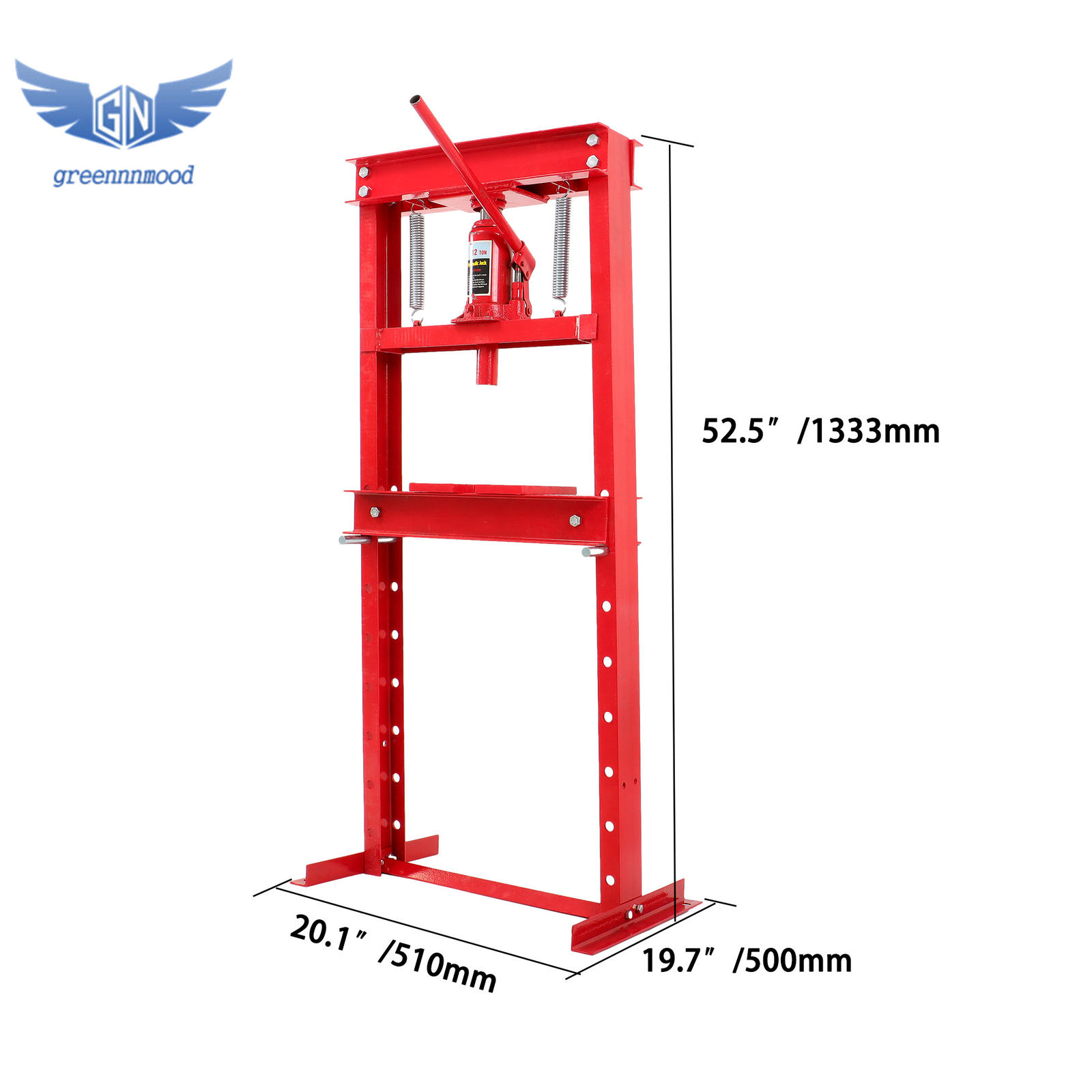 12 Ton / 24,000 lb Shop Press Floor H-Frame Press Plates Hydraulic Jack Stand