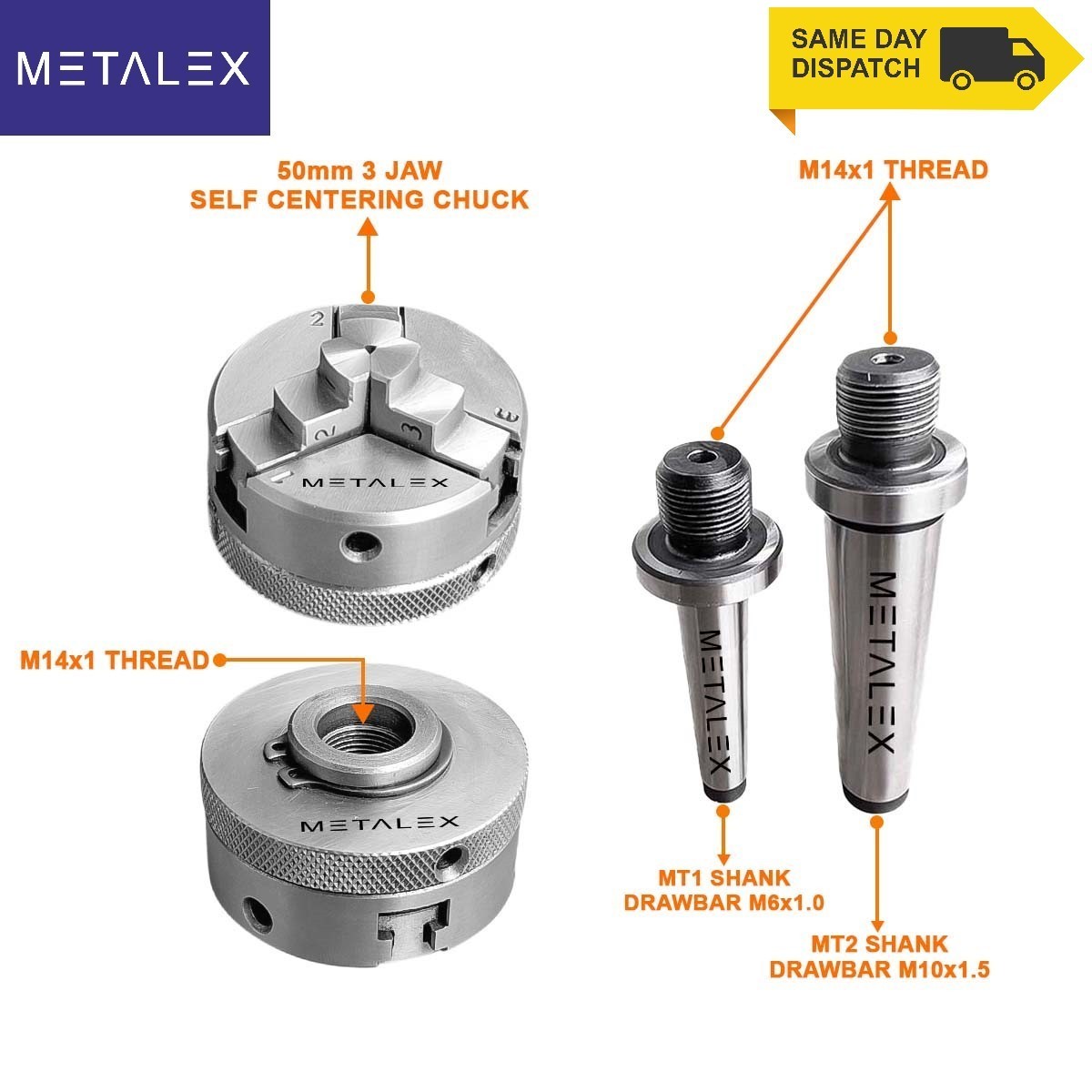 2″ 3 Jaw Self Centering Mini Small Baby Lathe Chuck Set MT1 MT2 Shank Arbor Kit
