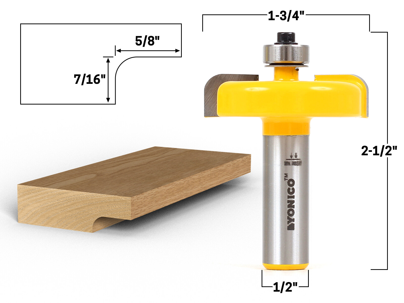 Raised Panel Backcutter Router Bit – 1/2″ Shank – Yonico 12152