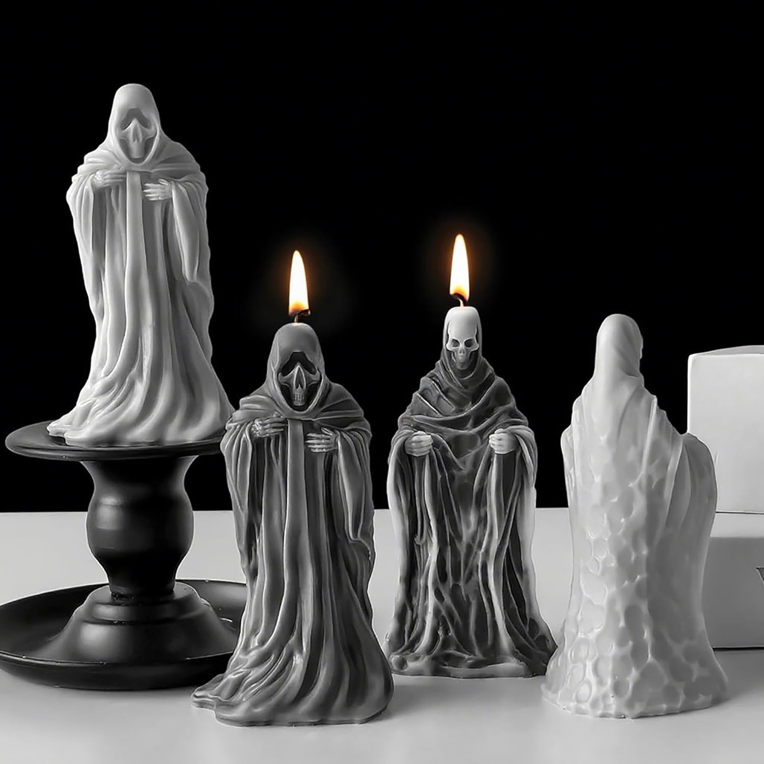 Ghost Skull Man Cylinder Candle & Resin Mold – Resin Casting Silicone Molds f…