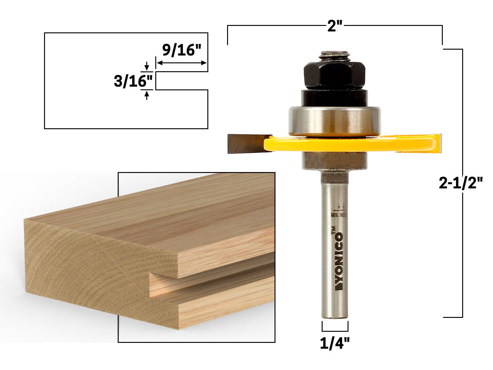 3/16″ Slotting Cutter Router Bit – 1/4″ Shank – Yonico 12105q