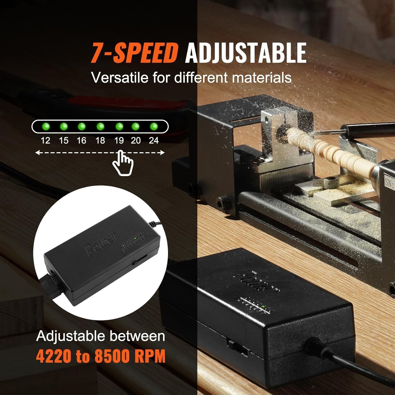 Lightweight Mini Lathe 2.76” x 6.3” with 7 Speed Options for Precision Cutting