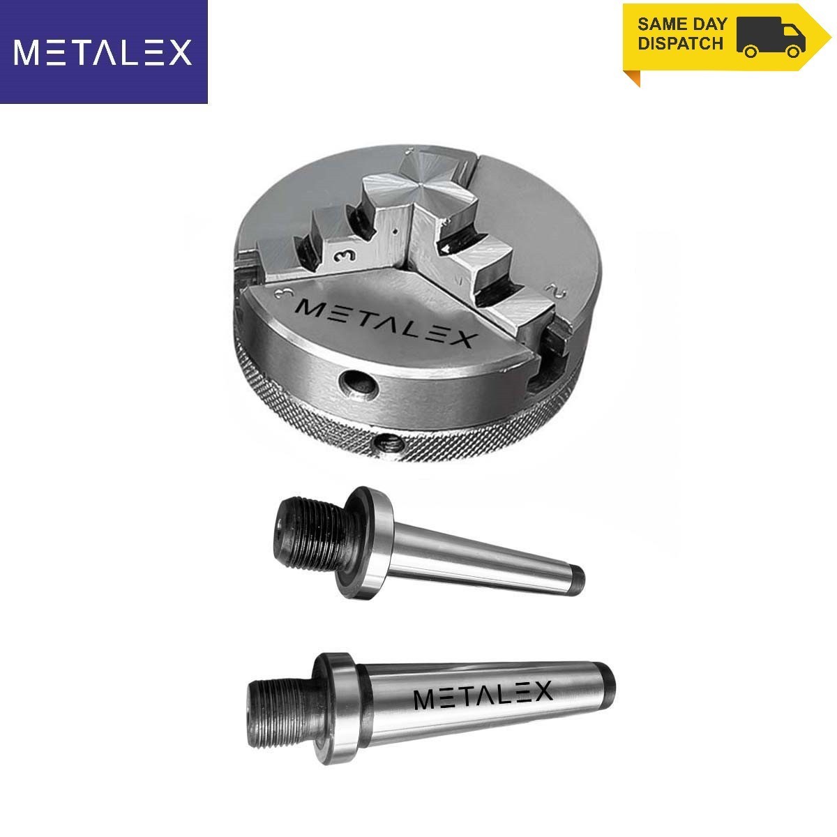 2-1/2″ 3 Jaw 2.5″ Self Centering Mini Small Baby Lathe Chuck Set MT1 MT2 Arbor