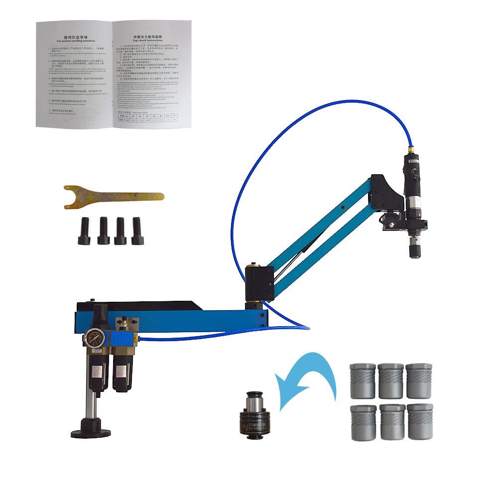 Pneumatic Vertical Tapping Machine Drilling Threading Tool Flexible Arm M3-M12