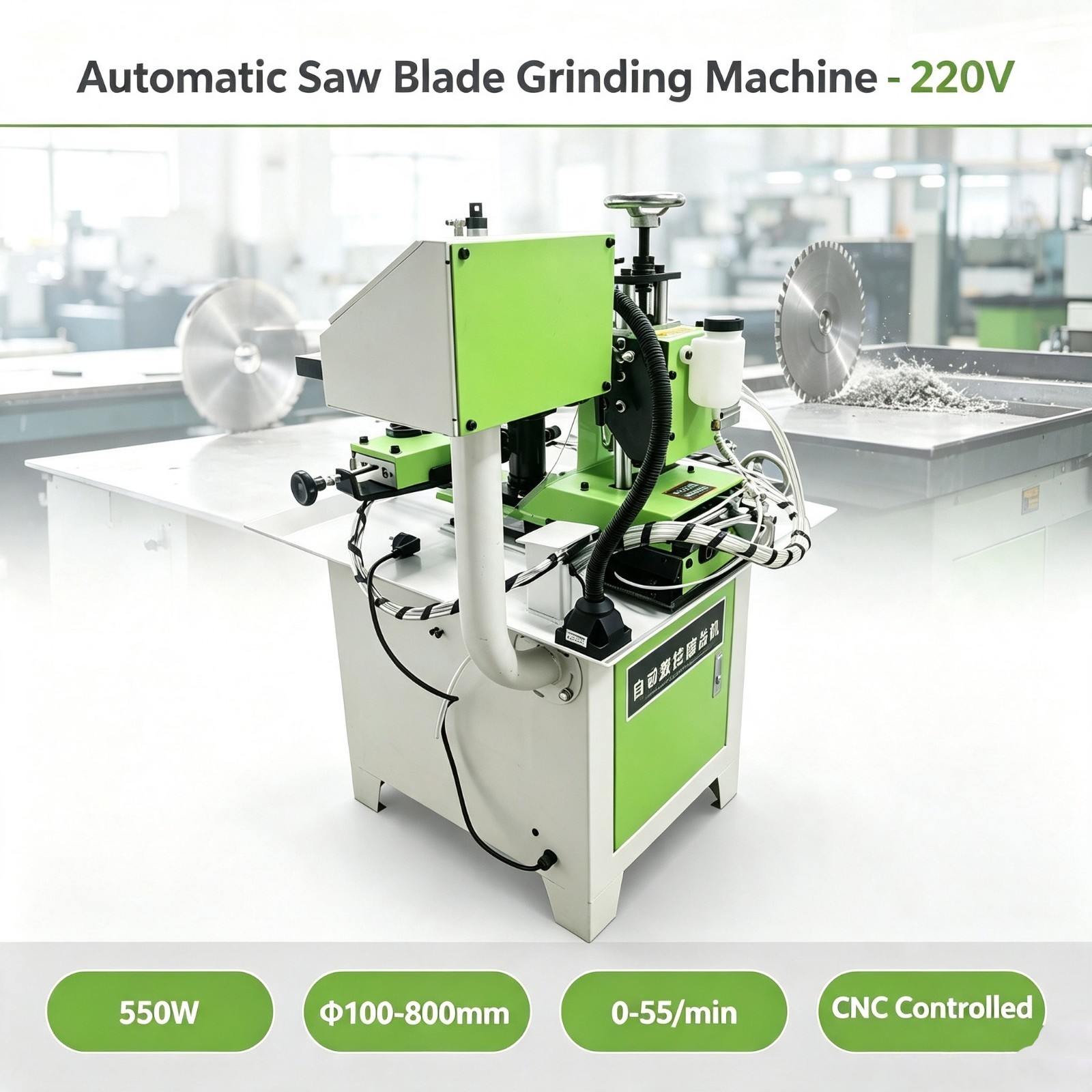 Automatic Saw Blade Grinding Machine Sharpener CNC Gear Grinding Φ100-800mm 220V