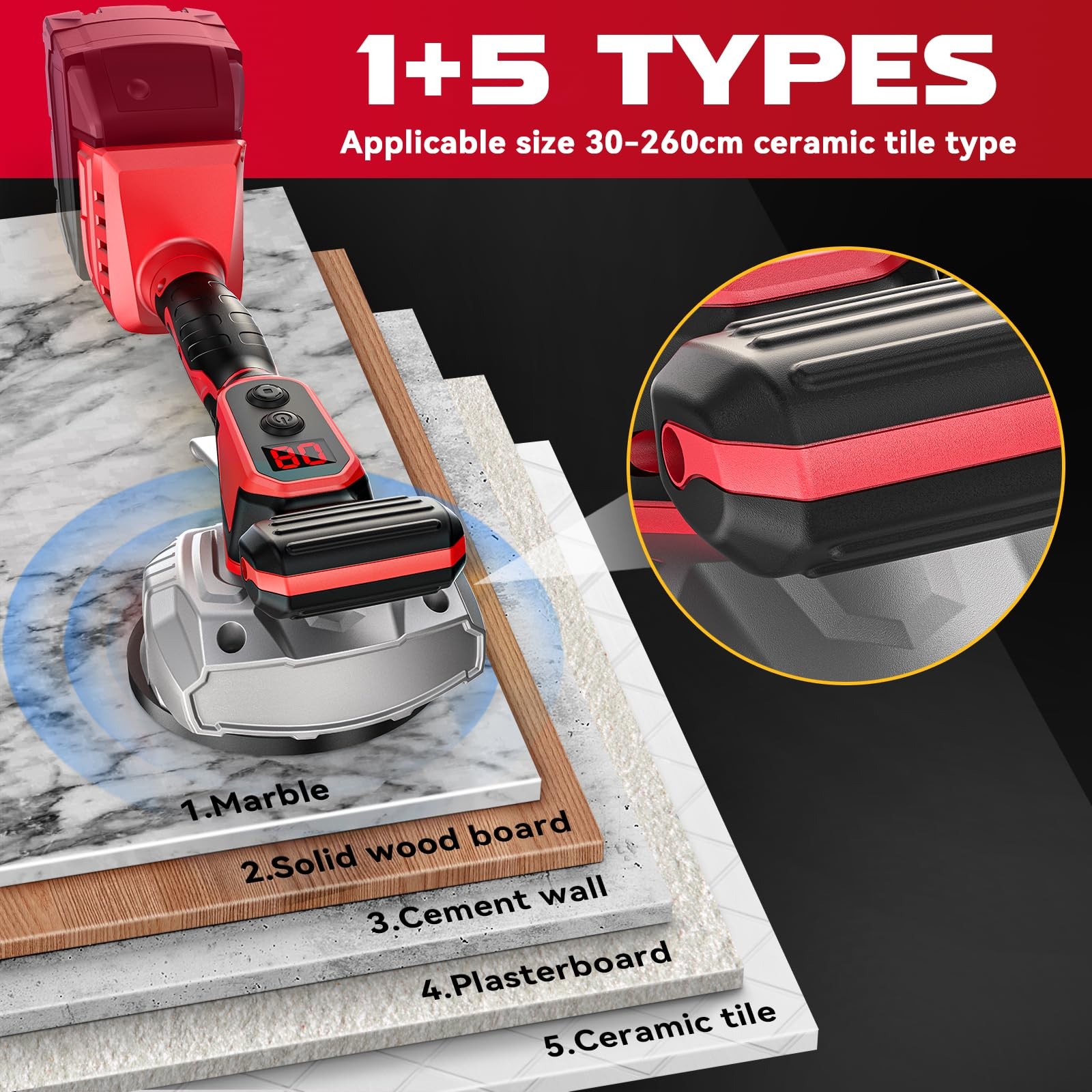 Ecarke Cordless Tile Vibration Tool Compatible with Milwaukee 18V Battery Por…