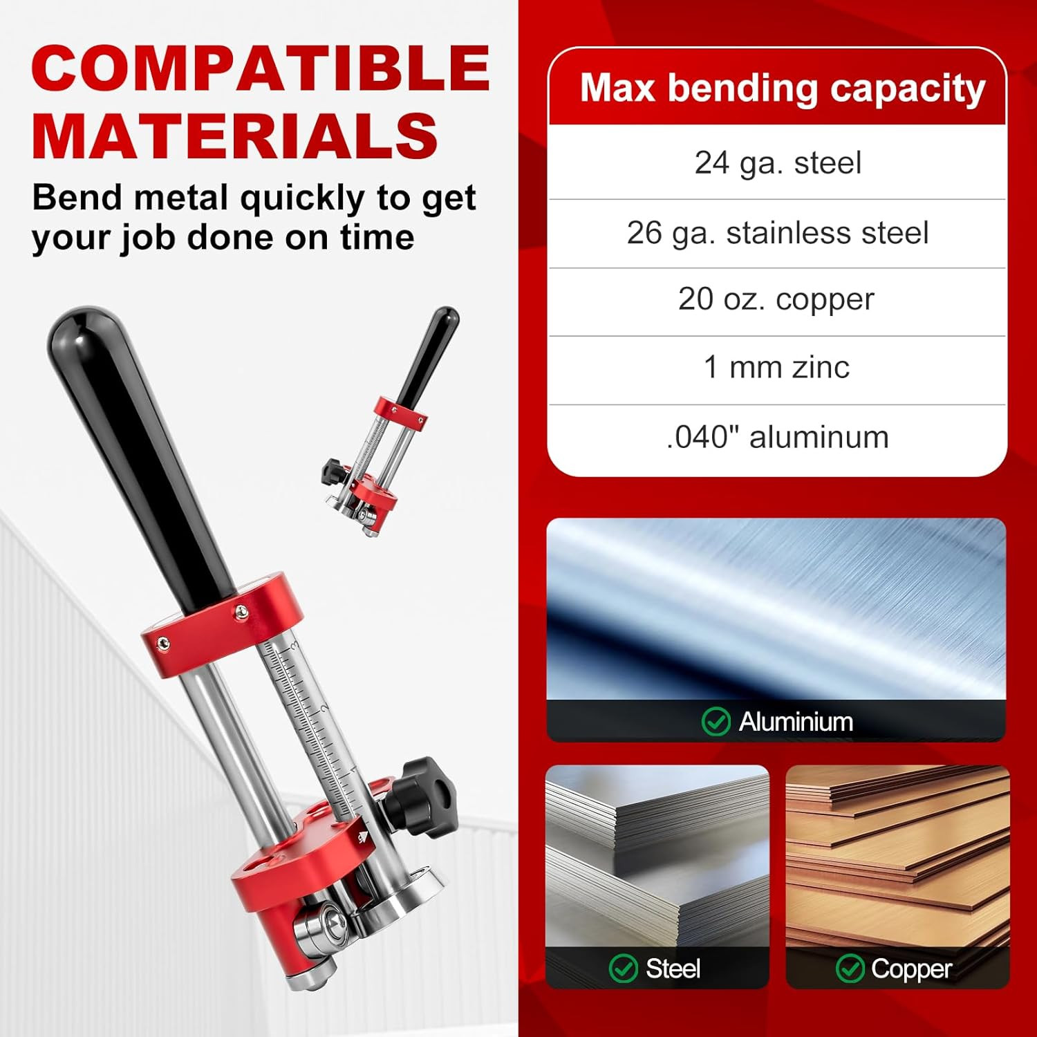 FS1N75 Sheet Metal Bender, Sheet Metal Roller 0-100° Bending Range, 5Mm-75Mm Ben