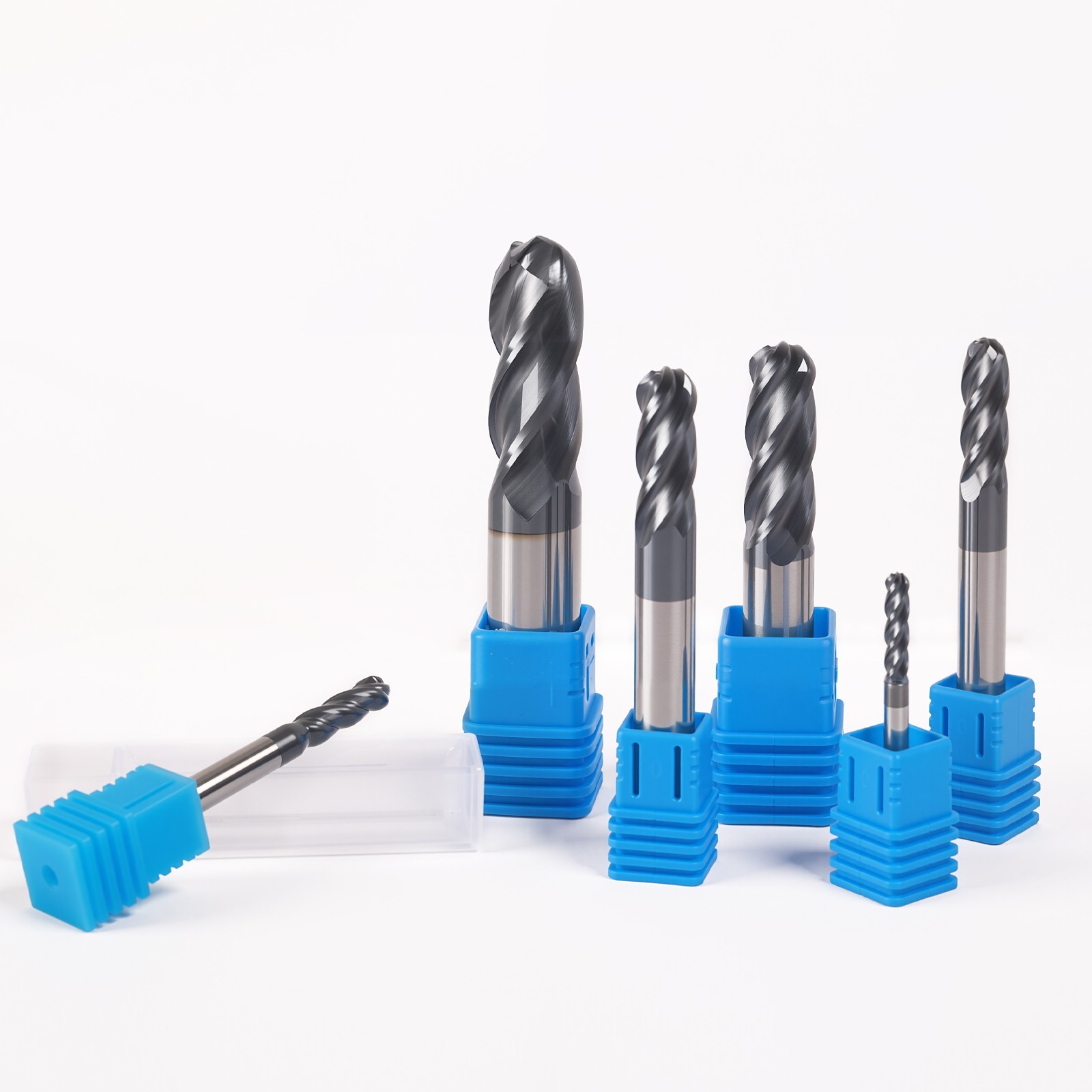6PCS Ball Nose End Mill Set 1/8″-1/2″ 4 Flute AlTiN Solid Carbide CNC Kit