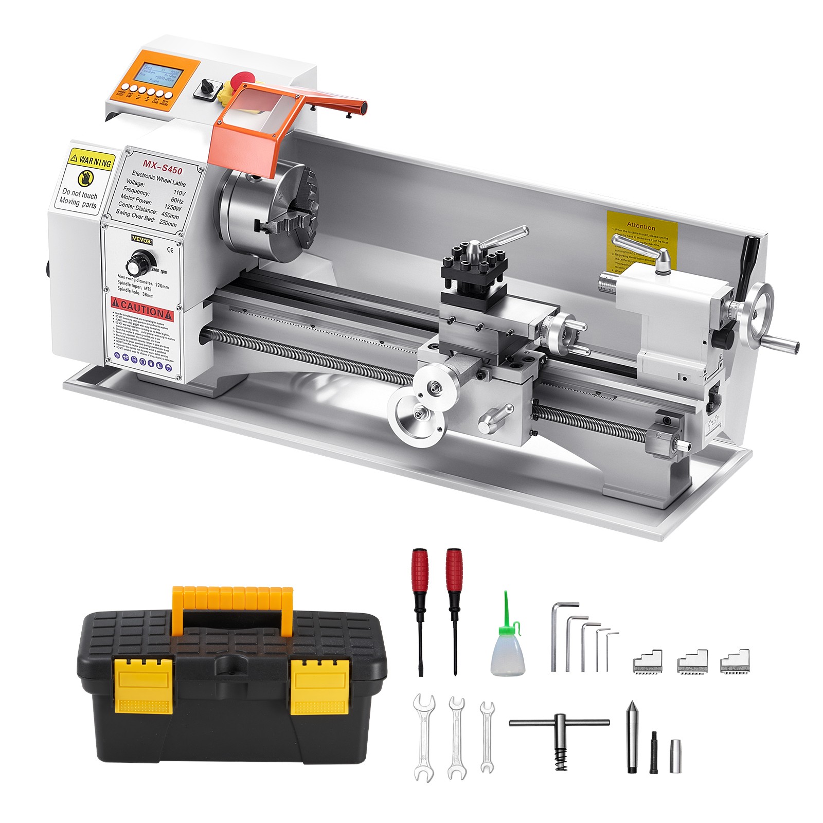 Metal Lathe Machine 8.7 x 18 in Precision Bench Power Metal Lathe Automatic Feed