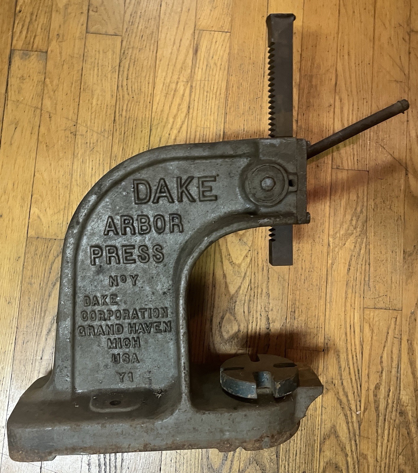 Dake Arbor Press No Y Cast Iron Manual Hand Press Tool Green Grand Haven USA