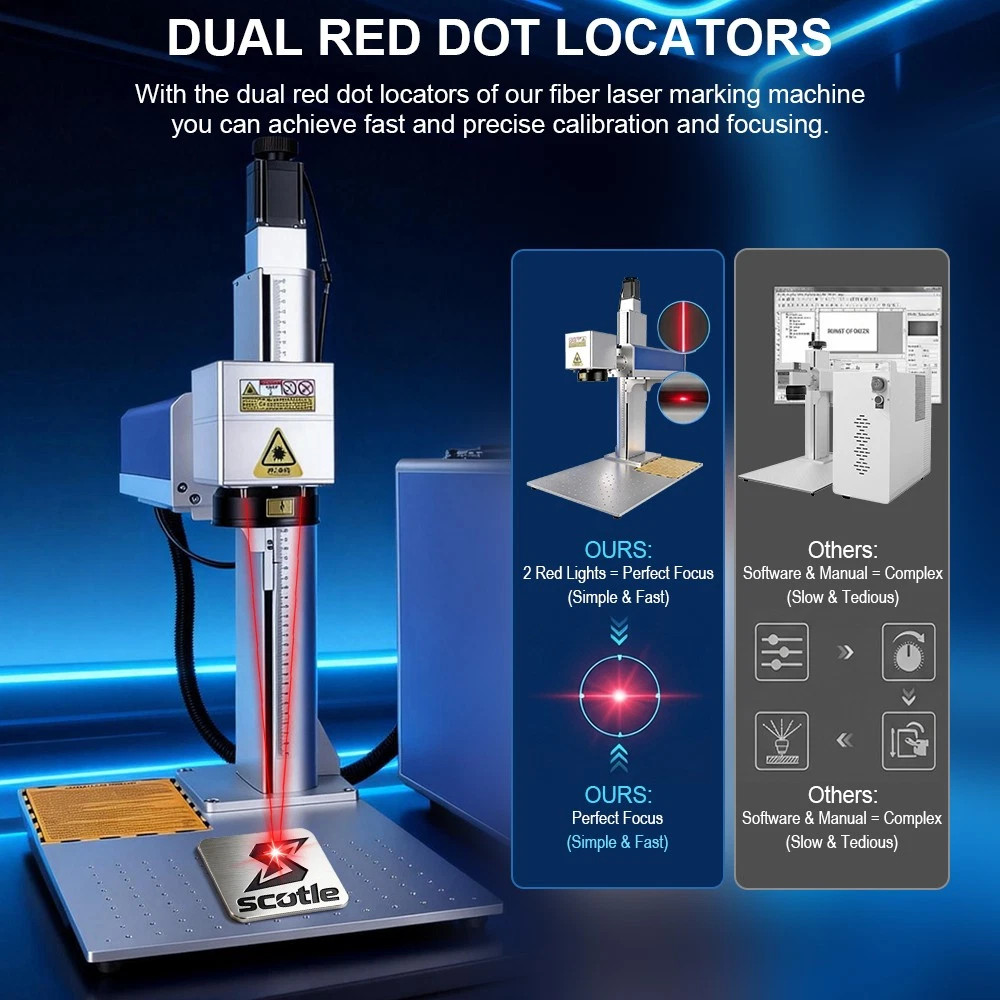Scotle 60W 2.5D JPT Mopa Fiber Laser Marking Machine Metal Deep/Relief Engraving