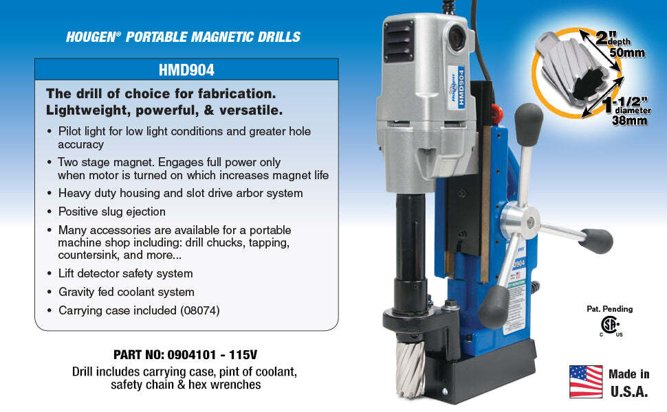 HOUGEN HMD904 MAGNETIC DRILL – 115V 0904101