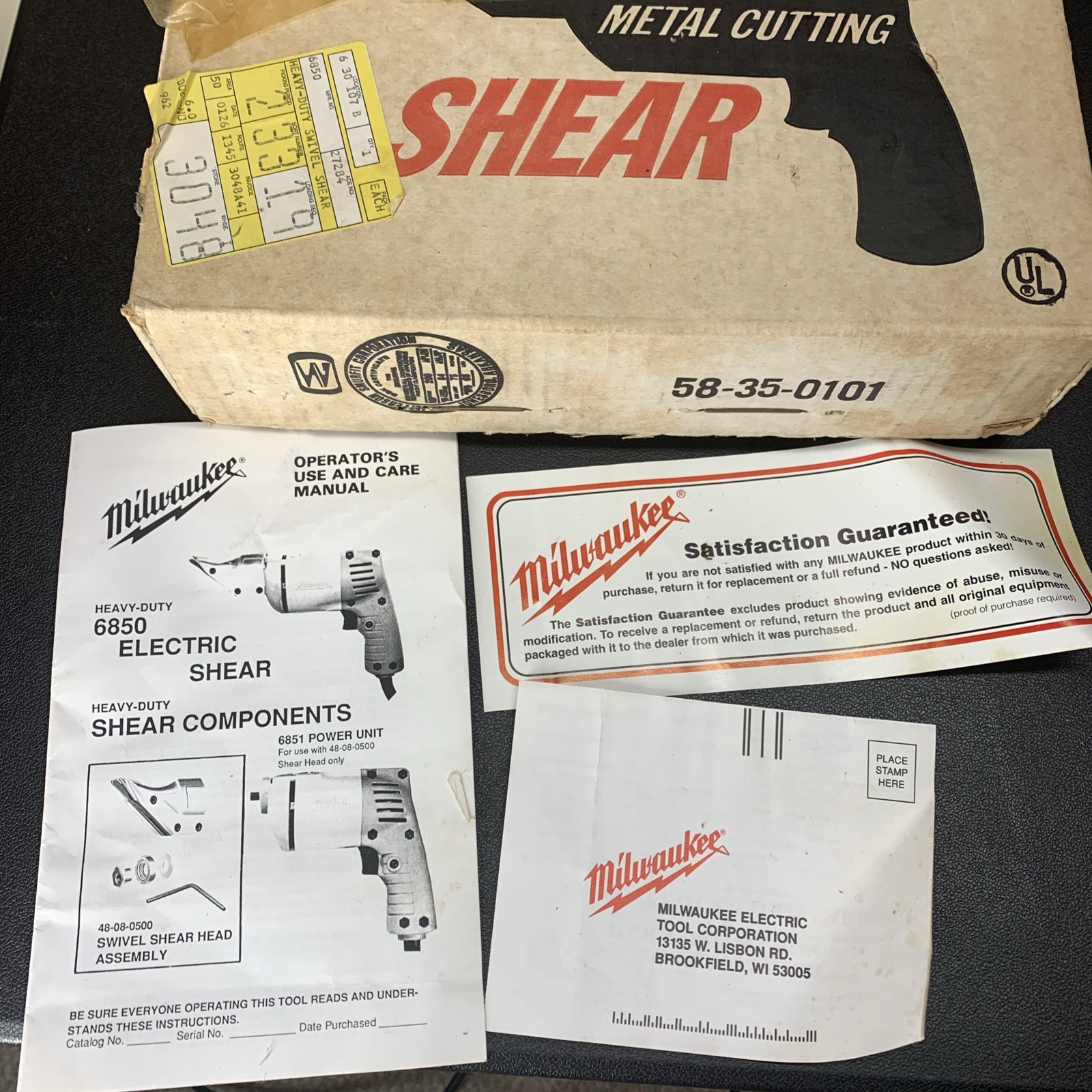 Milwaukee 6850 Electric Metal Cutting Shear 18 Gauge Swivel Head Corded Tool Box