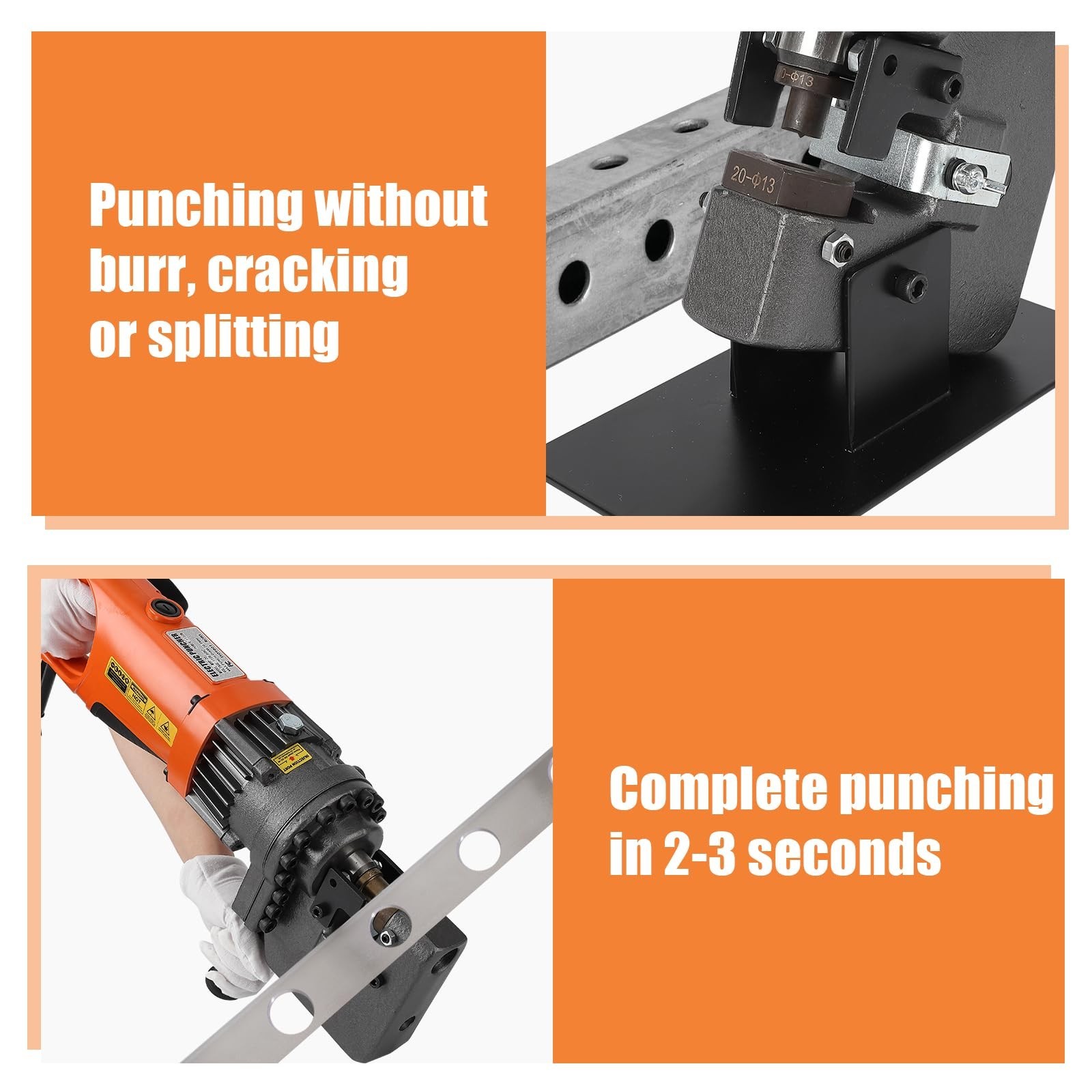 1200W Electric Hydraulic Hole Puncher, 10 Ton Heavy Duty Metal Punch Machine