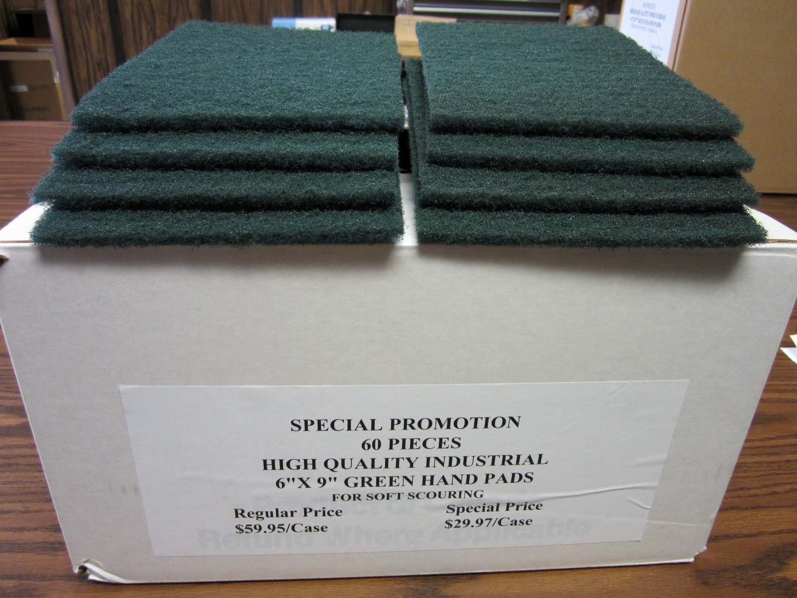 6″x9″ Hand Pads Green 60pcs carton industrial For Soft Scouring #HPD-GREEN-new