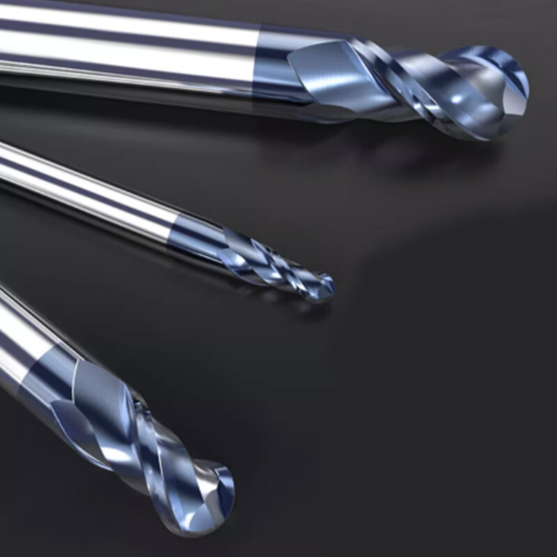 HRC45° 2 Flute Ball Nose End Mill Solid Carbide Milling Cutter Bit TiSiN Coating